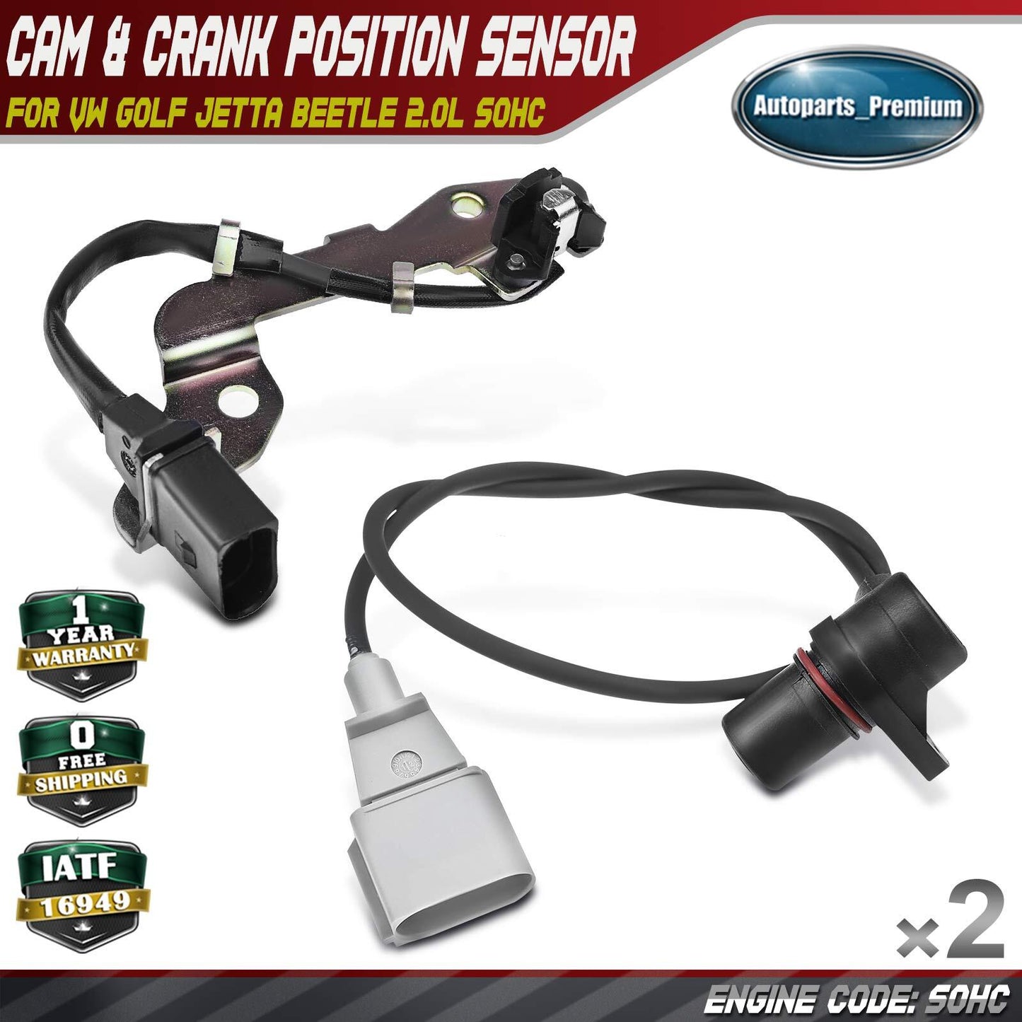 Camshaft & Crankshaft Position Sensor for Volkswagen Golf Jetta Beetle 2.0L SOHC