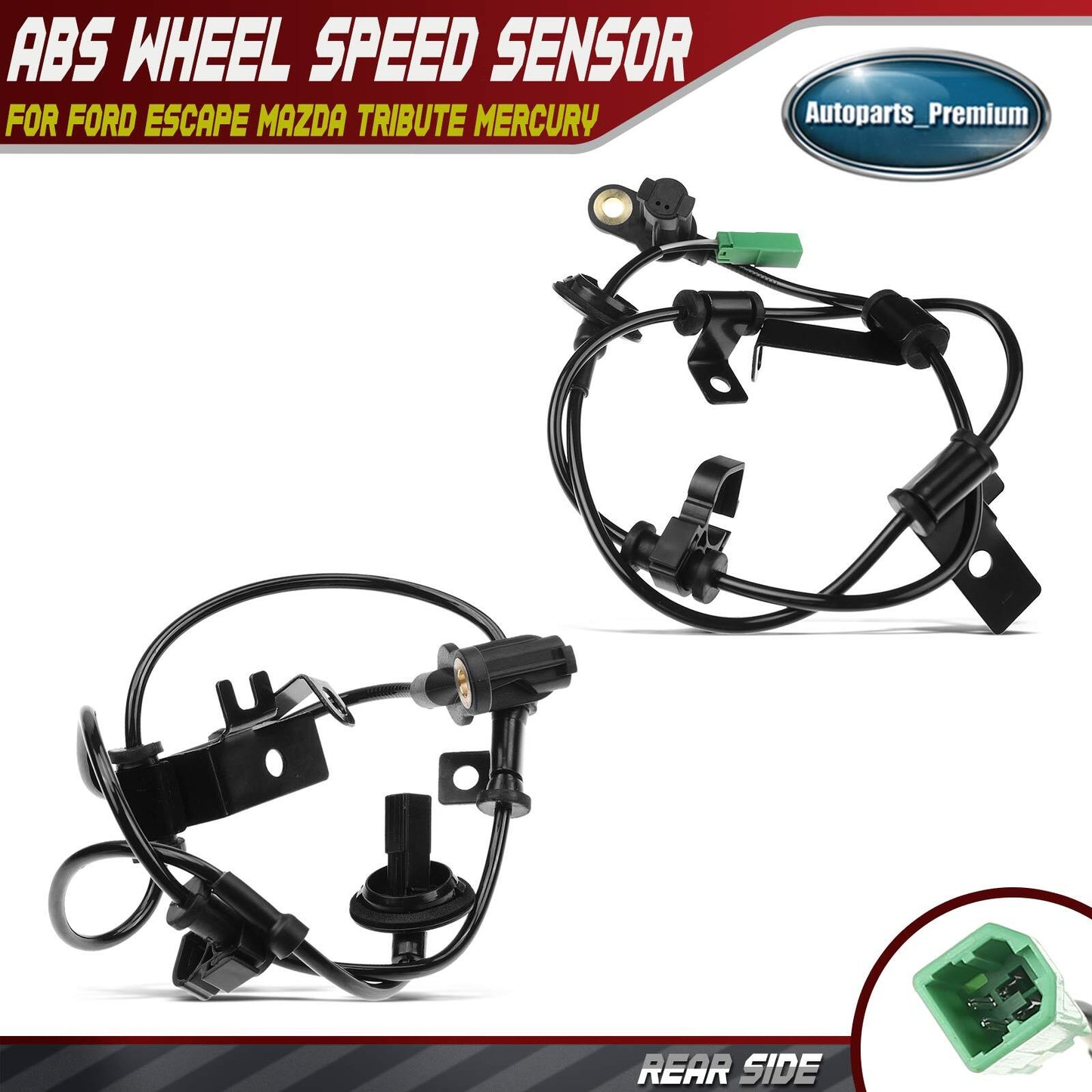 2x Rear L&R ABS Wheel Speed Sensor for Ford Escape Mazda Tribute Mercury Mariner