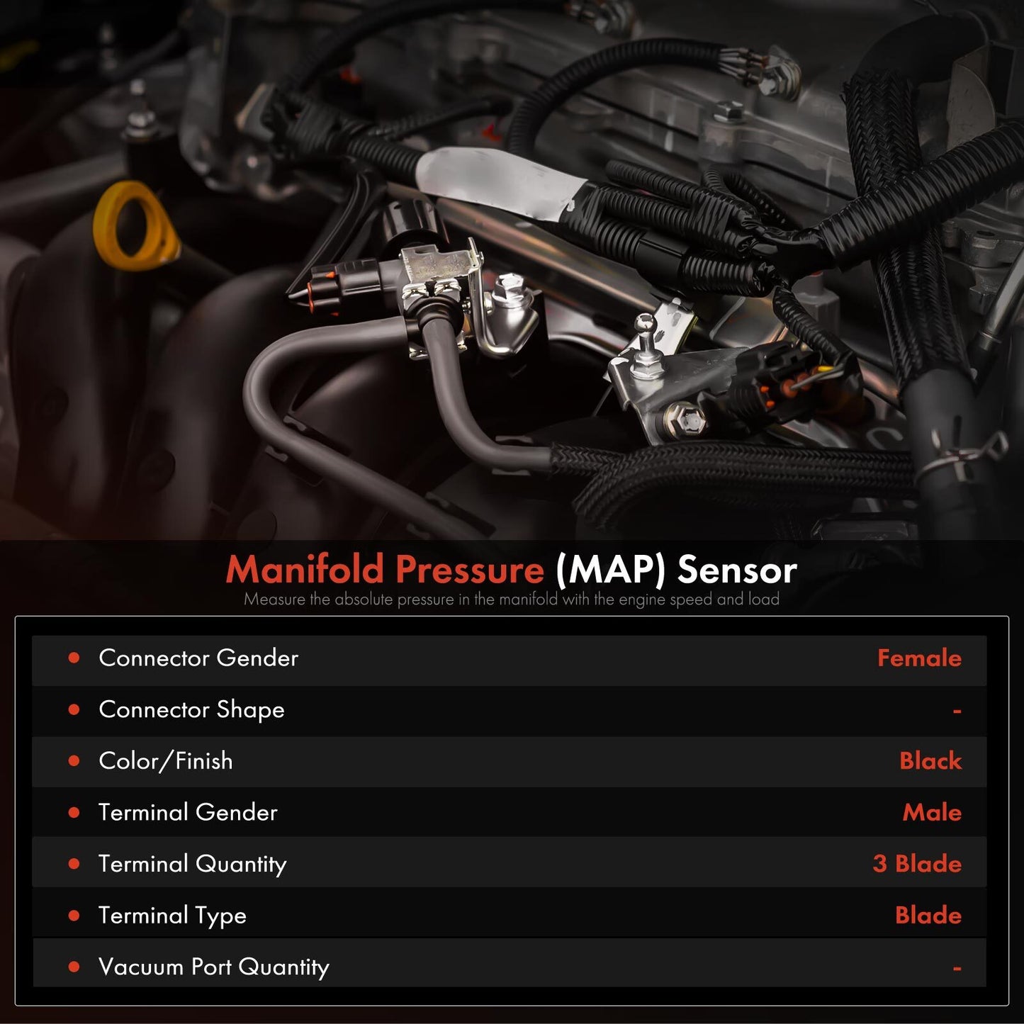 Manifold Pressure (MAP) Sensor w/ 3-Blade for Cadillac Allante DeVille Seville
