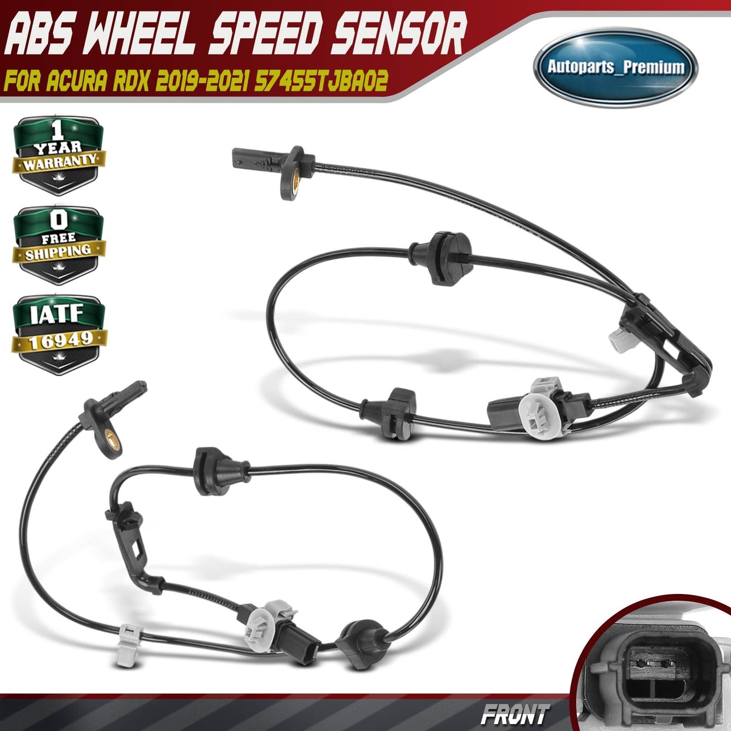 Front Left & Right ABS Wheel Speed Sensor for Acura RDX 2019-2021 57455TJBA02