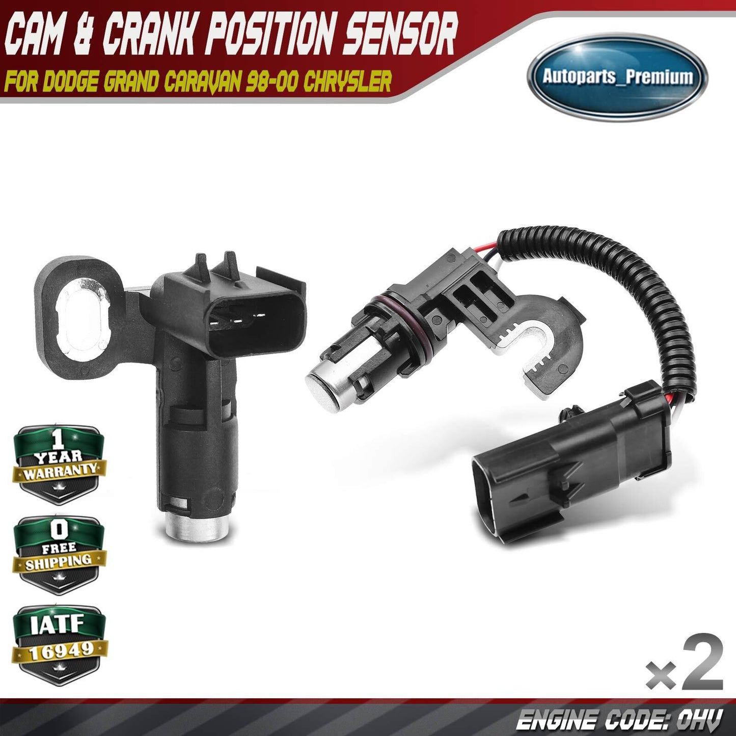 Camshaft & Crankshaft Position Sensor for Dodge Grand Caravan 98-00 Chrysler OHV