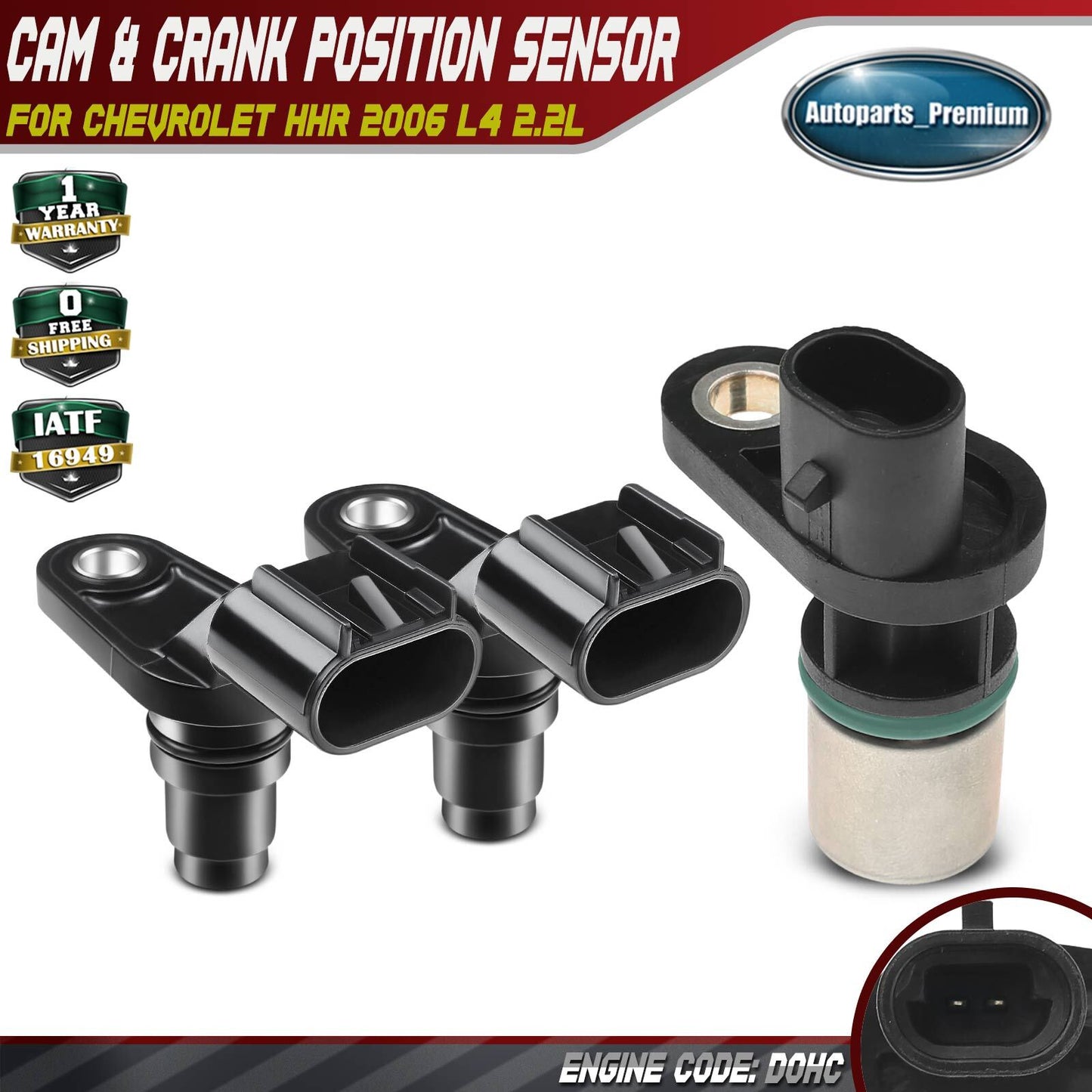 New 2x Camshaft & 1x Crankshaft Position Sensor for Chevrolet HHR 2006 L4 2.2L