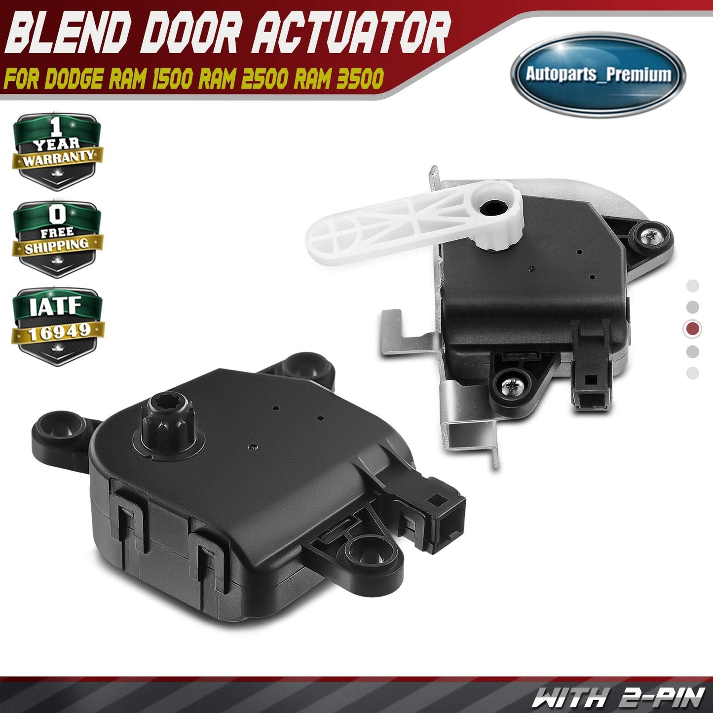 2x HVAC Blend Door Actuator with 2-Blade for Dodge Ram 1500 Ram 2500 Ram 3500