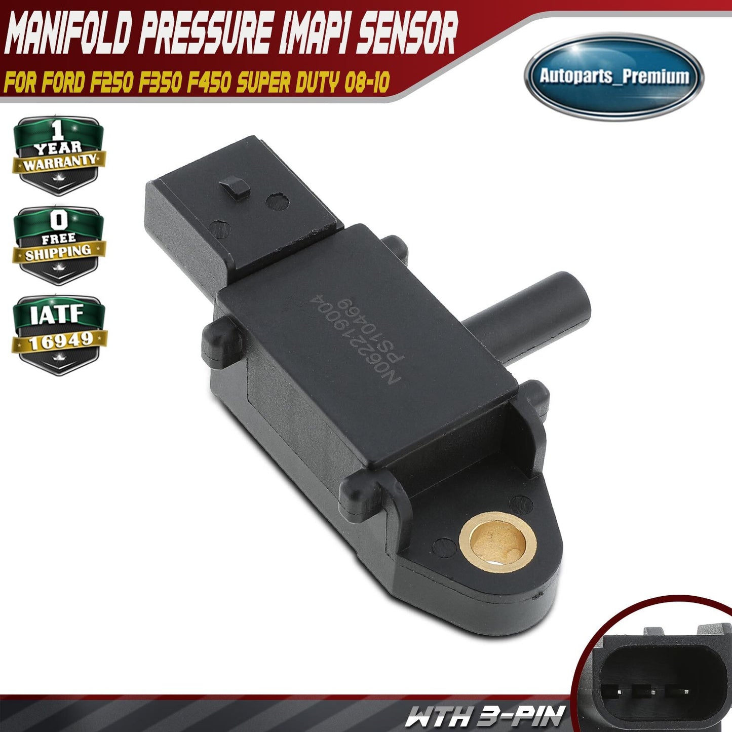 Manifold Pressure MAP Sensor for Ford F-250 F-350 F-450 F-550 Super Duty 08-10