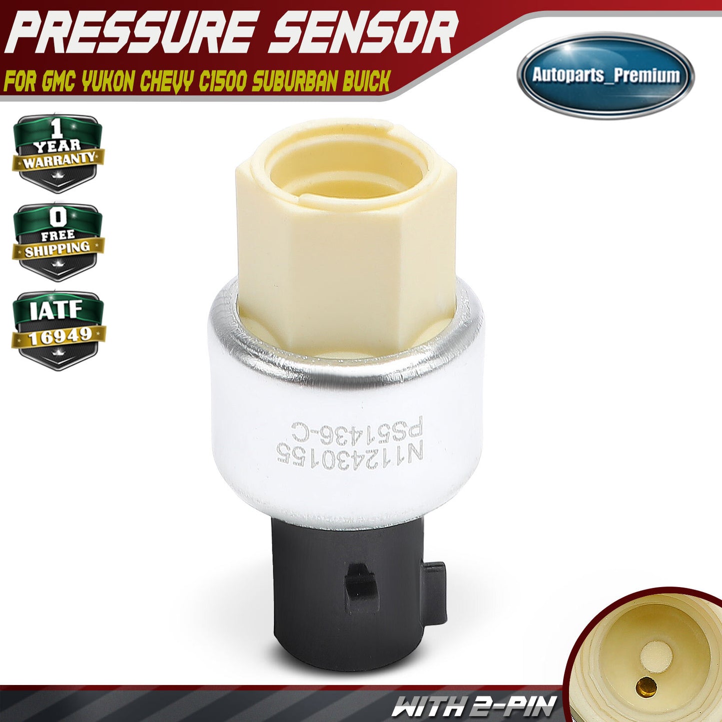 A/C Clutch Cycling Pressure Switch for Chevrolet C1500 Suburban GMC Yukon Buick