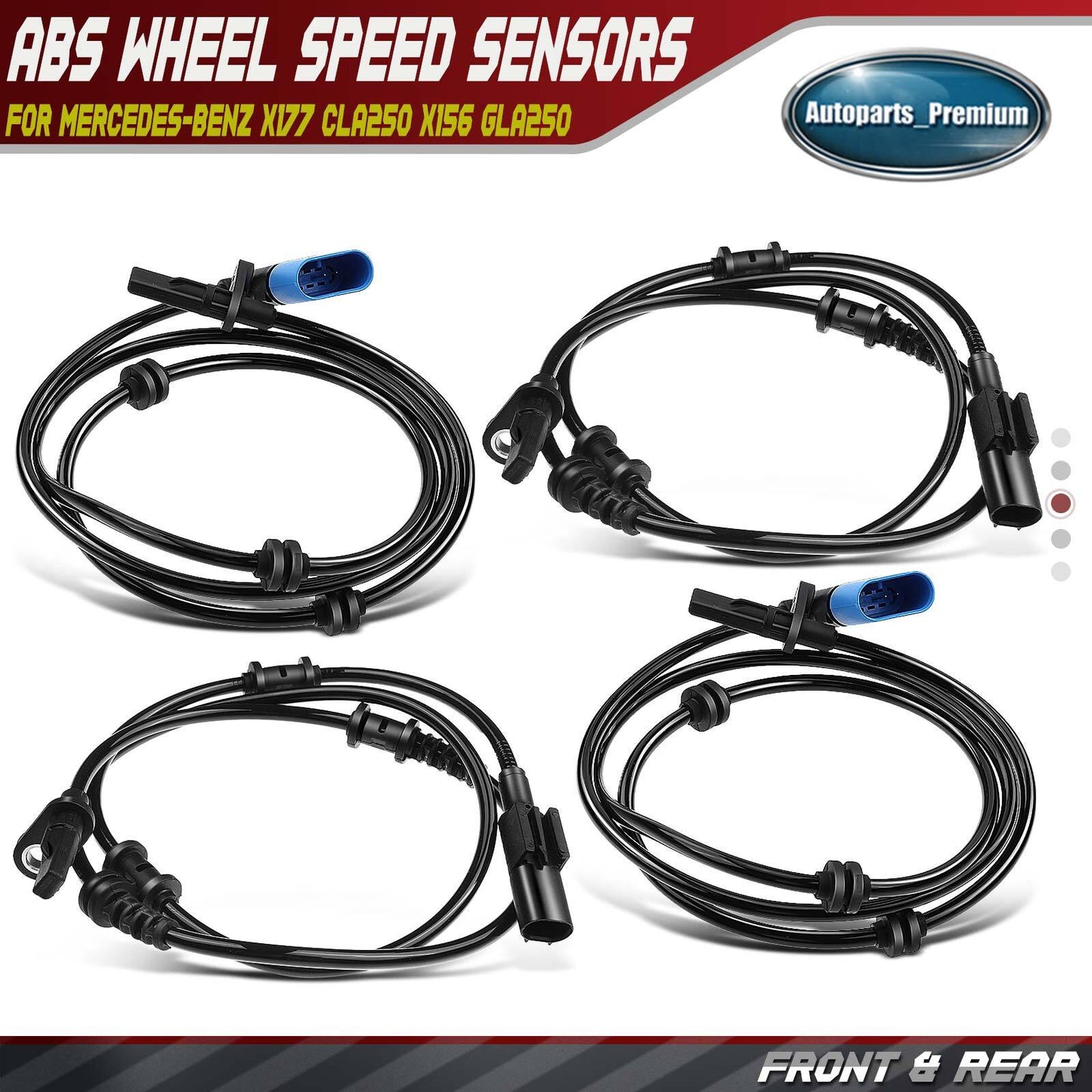4Pcs Front & Rear ABS Wheel Speed Sensor for Benz B250e CLA250 W246 X177 GLA250