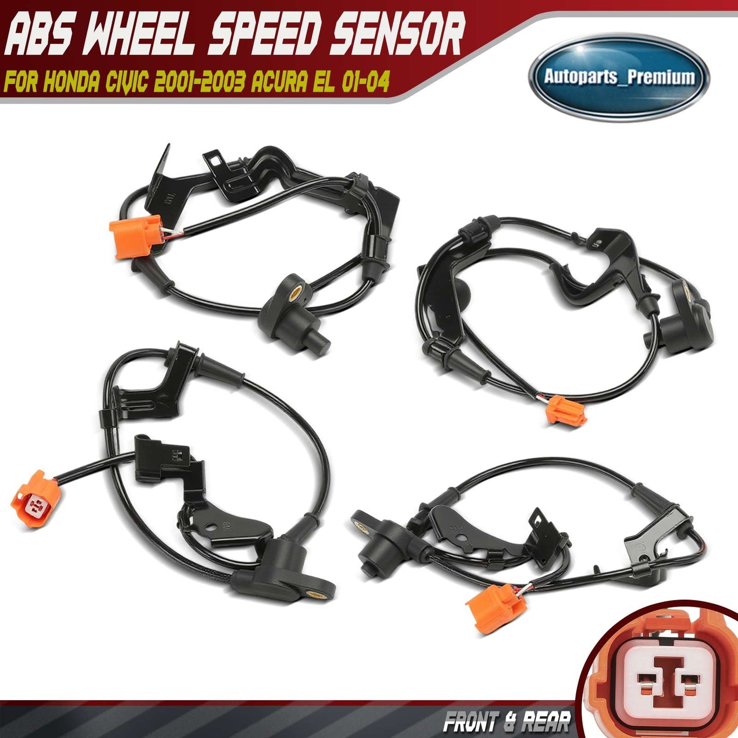 4x Front & Rear ABS Wheel Speed Sensor for Honda Civic 2001-2003 Acura EL 01-04