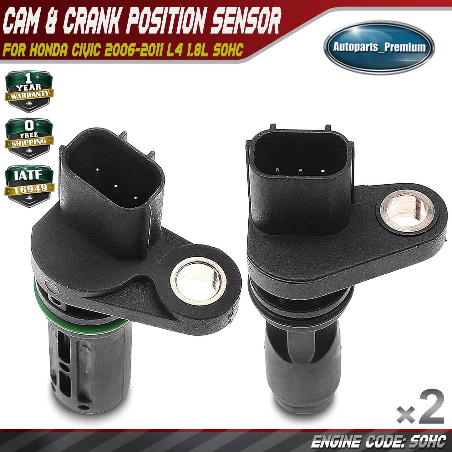 New Camshaft & Crankshaft Position Sensor for Honda Civic 2006-2011 L4 1.8L SOHC