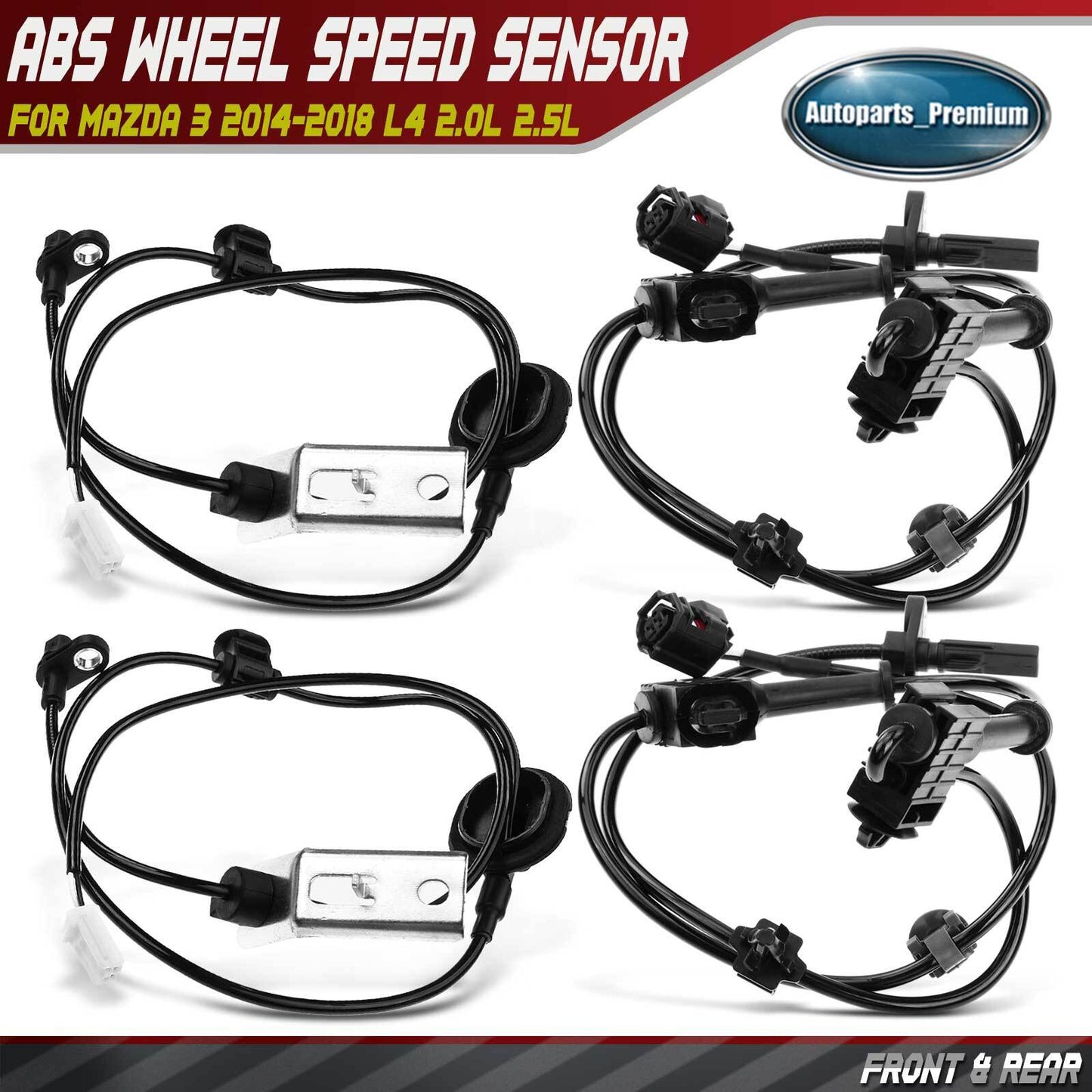 New 4x Front & Rear ABS Wheel Speed Sensor for Mazda 3 2014-2018 L4 2.0L 2.5L