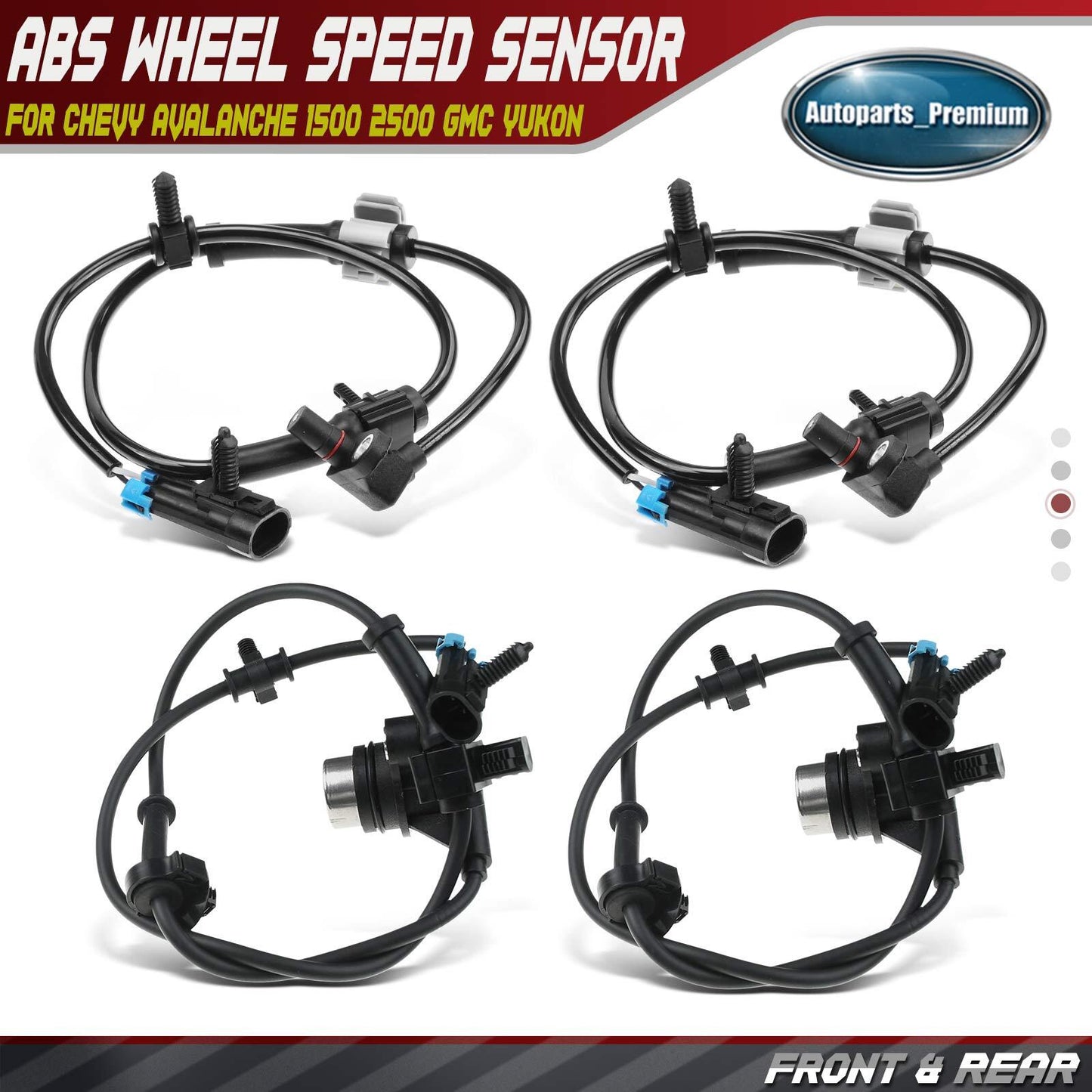 4x Front & Rear ABS Wheel Speed Sensors for Chevy Avalanche 1500 2500 GMC Yukon