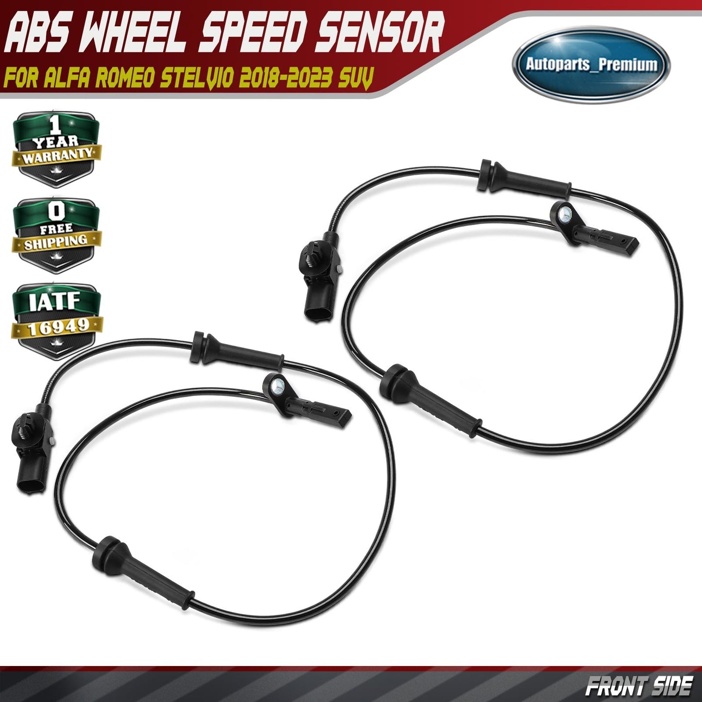 2Pcs Front Left & Right ABS Wheel Speed Sensor for Alfa Romeo Stelvio 2018-2023