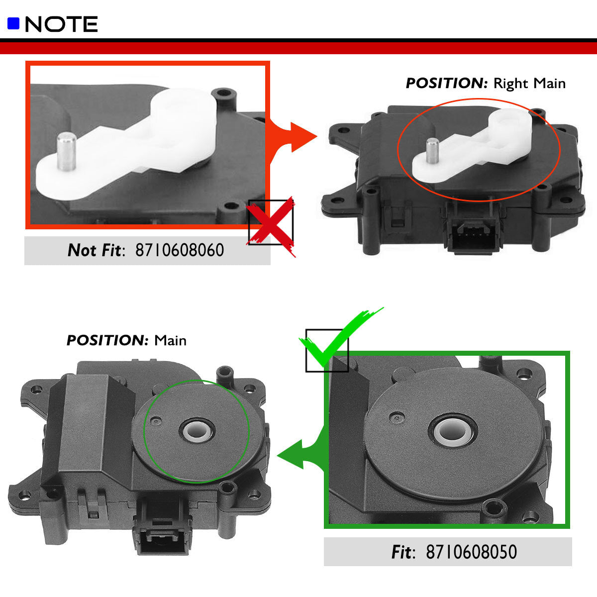1x Main HVAC Heater Mode Door Actuator for Toyota Sienna 2004-2010 8710608050