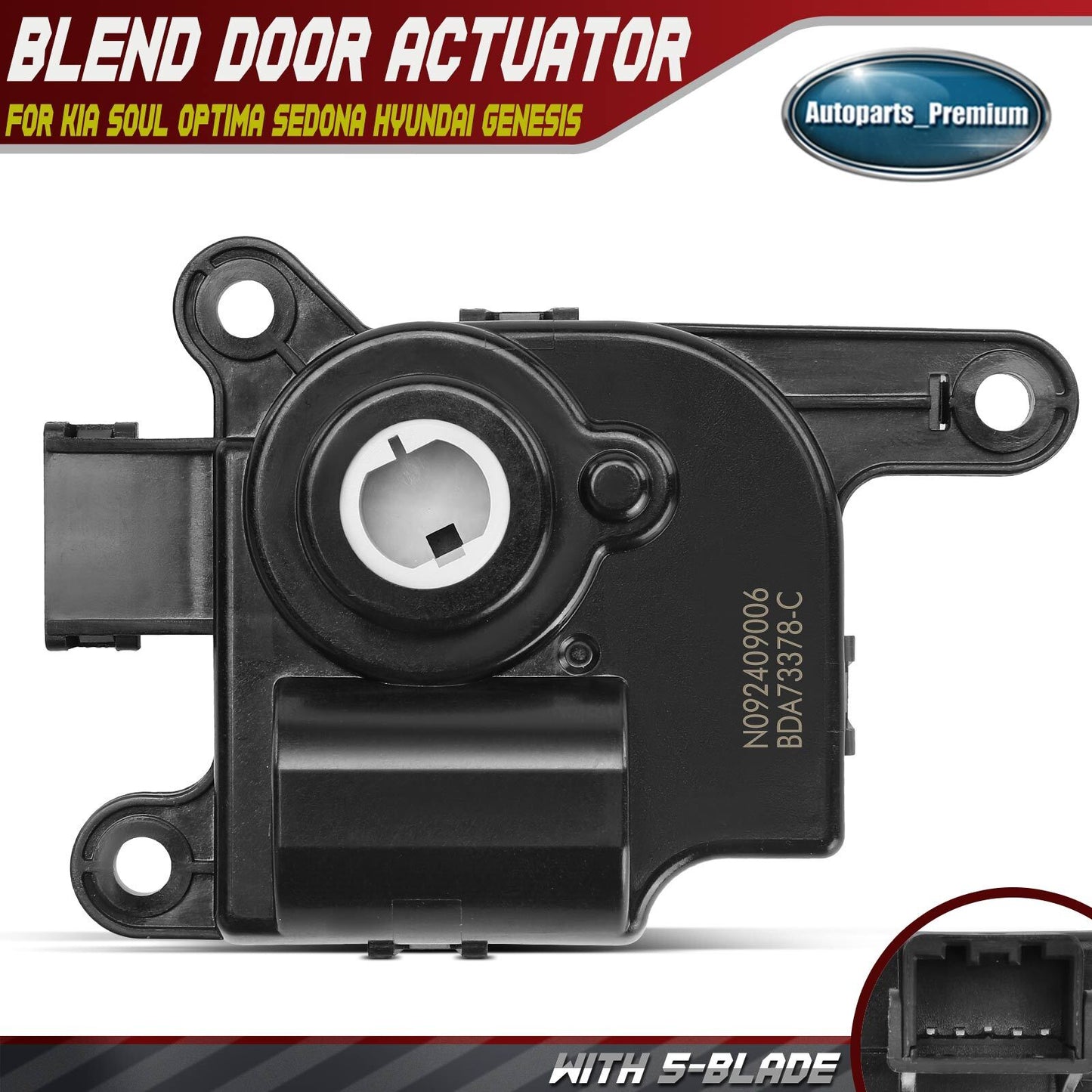 HVAC Blend Door Actuator w/ 5 Blades for Kia Soul Optima Sedona Hyundai Genesis