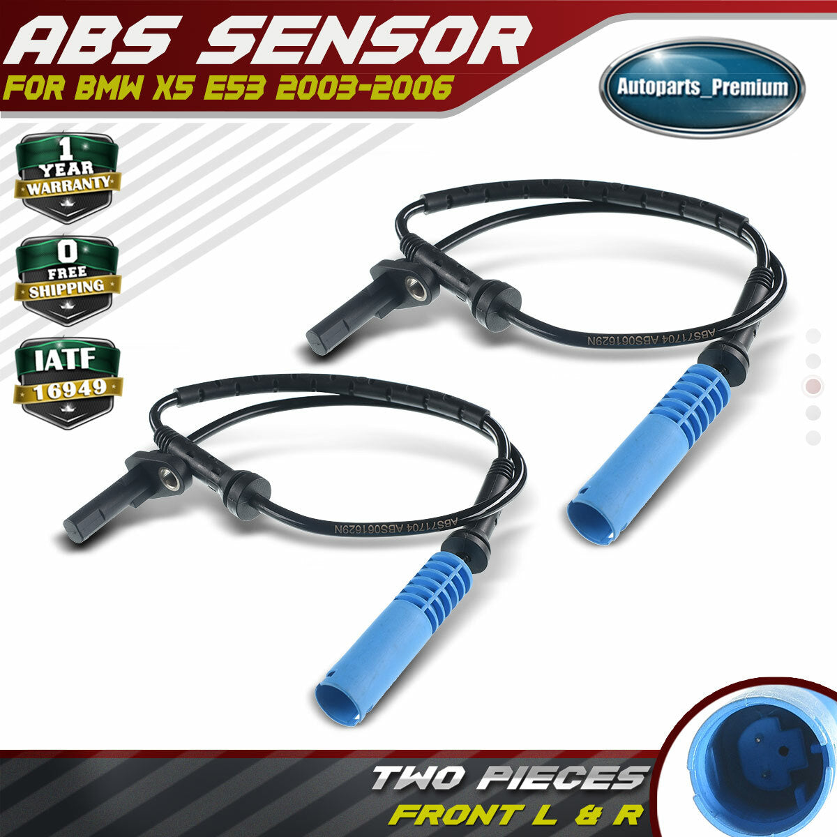2x Front Left + Right ABS Wheel Speed Sensors for BMW X5 E53 03-06 34521165572