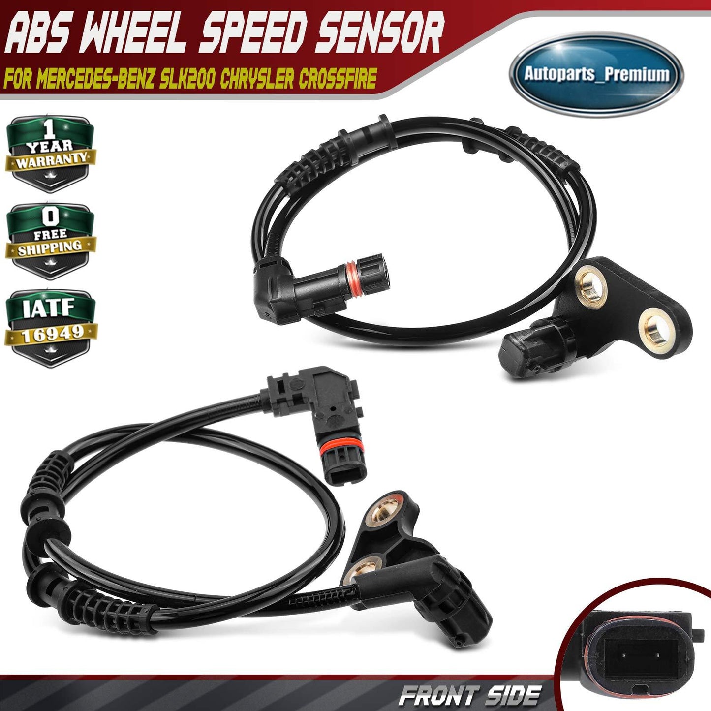 Front LH & RH ABS Wheel Speed Sensor for Mercedes-Benz SLK200 Chrysler Crossfire