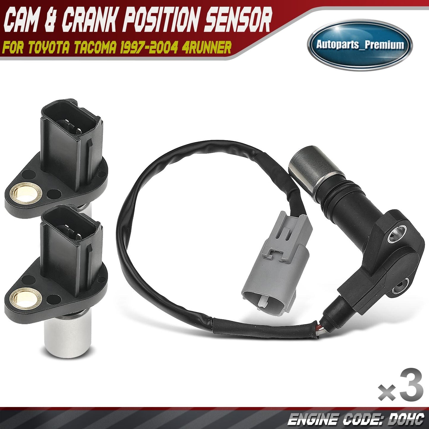 2x Camshaft & 1x Crankshaft Position Sensor for Toyota Tacoma 1997-2004 4Runner