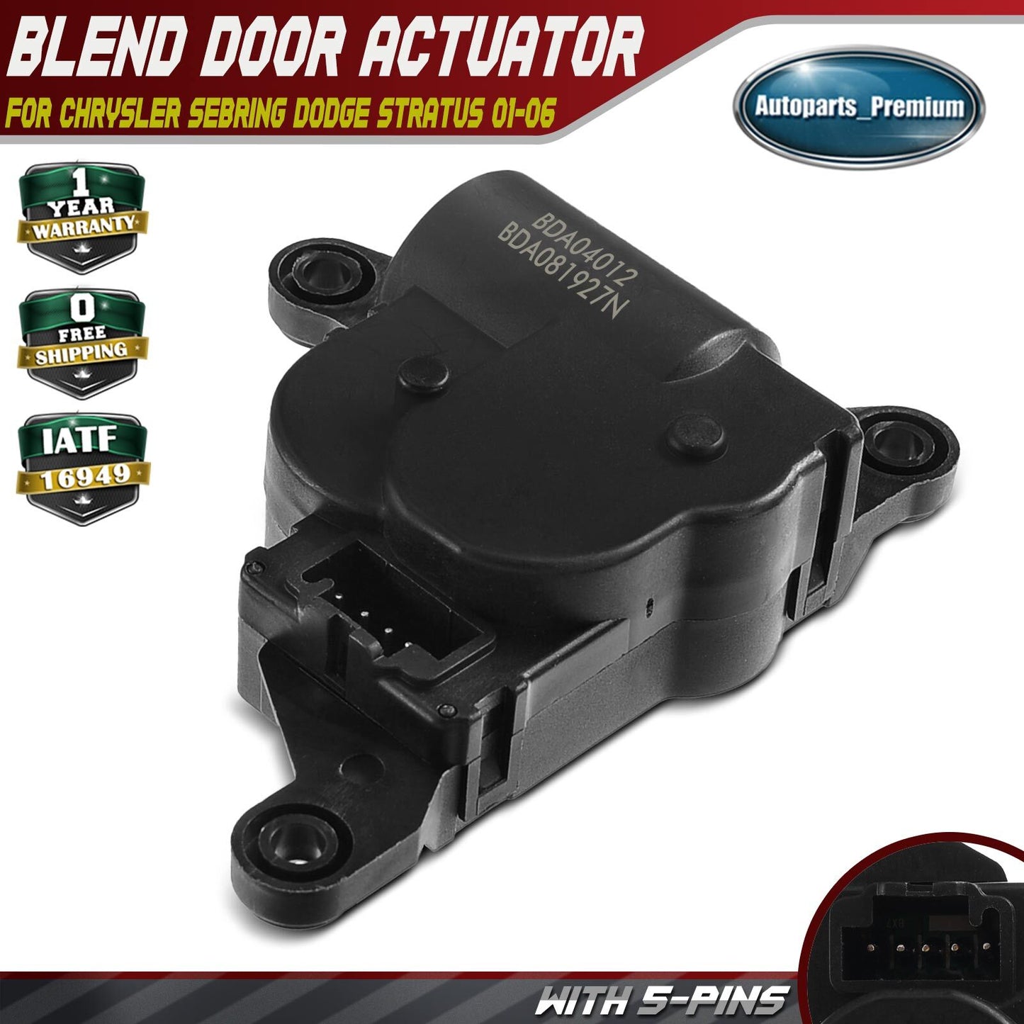 Heater Blend Door Actuator for Chrysler Sebring Stratus 2001-2006 Main 604-012