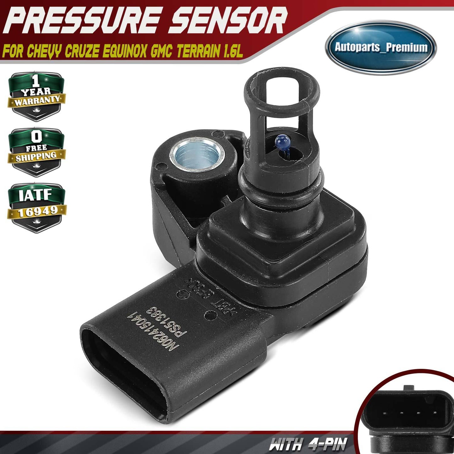Manifold Pressure (MAP) Sensor for Chevrolet Cruze Equinox GMC Terrain L4 1.6L