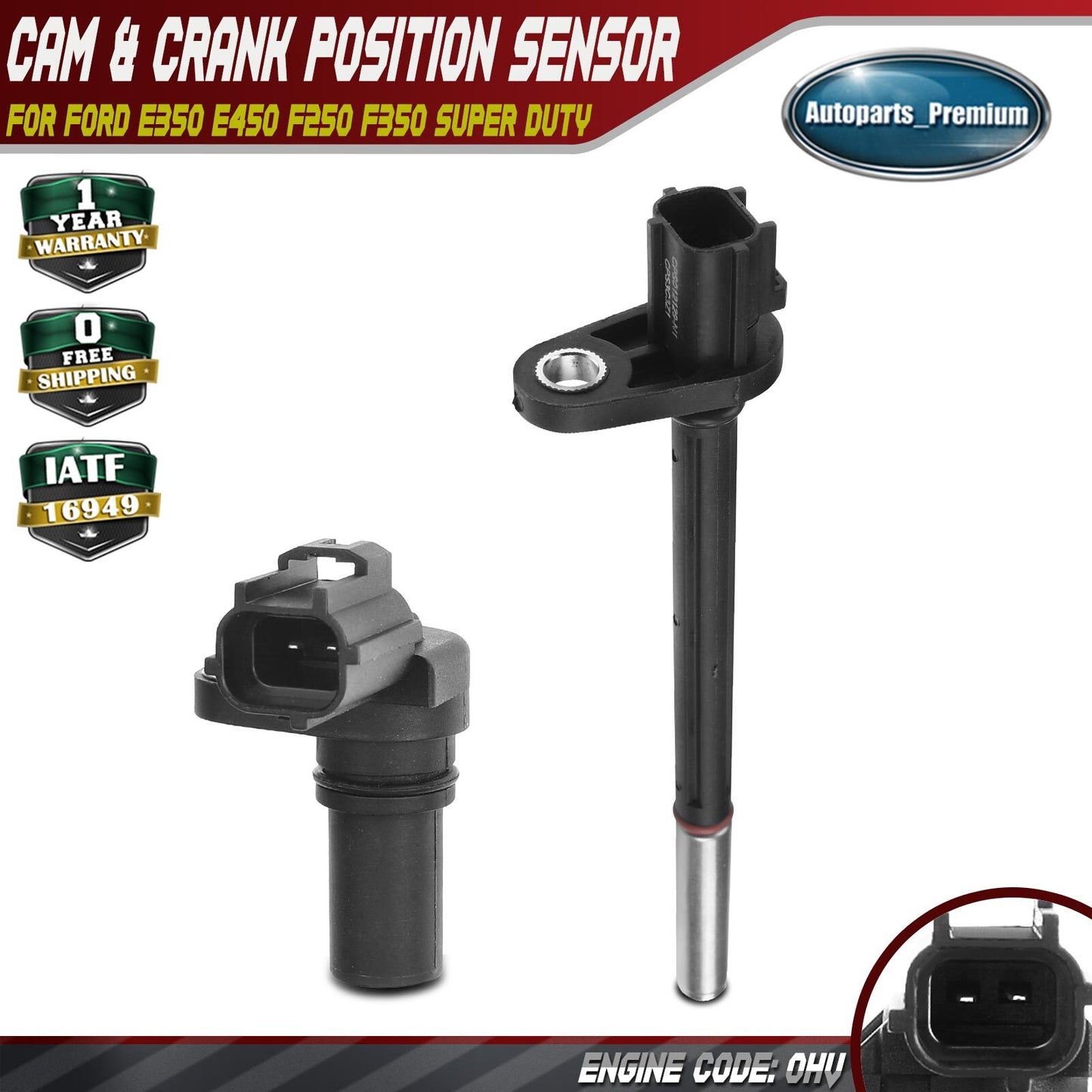 Camshaft & Crankshaft Position Sensor for Ford E350 E450 F250 F350 Super Duty