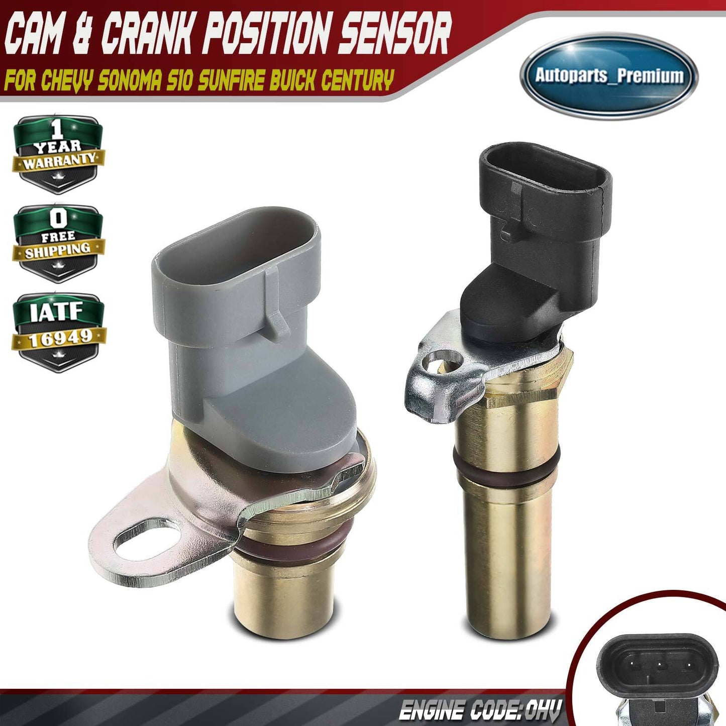 Camshaft & Crankshaft Position Sensor for Chevy Sonoma S10 Sunfire Buick Century