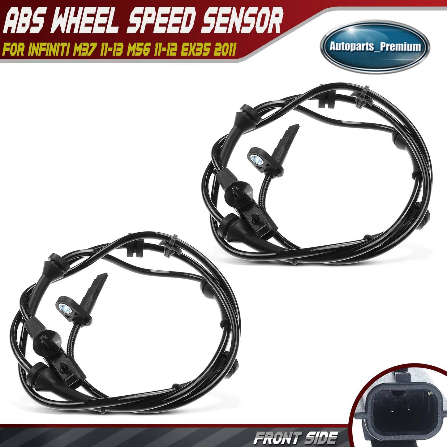 2pcs Front LH & RH ABS Wheel Speed Sensors for Infiniti EX35 M37 M56 Q70L 17-19