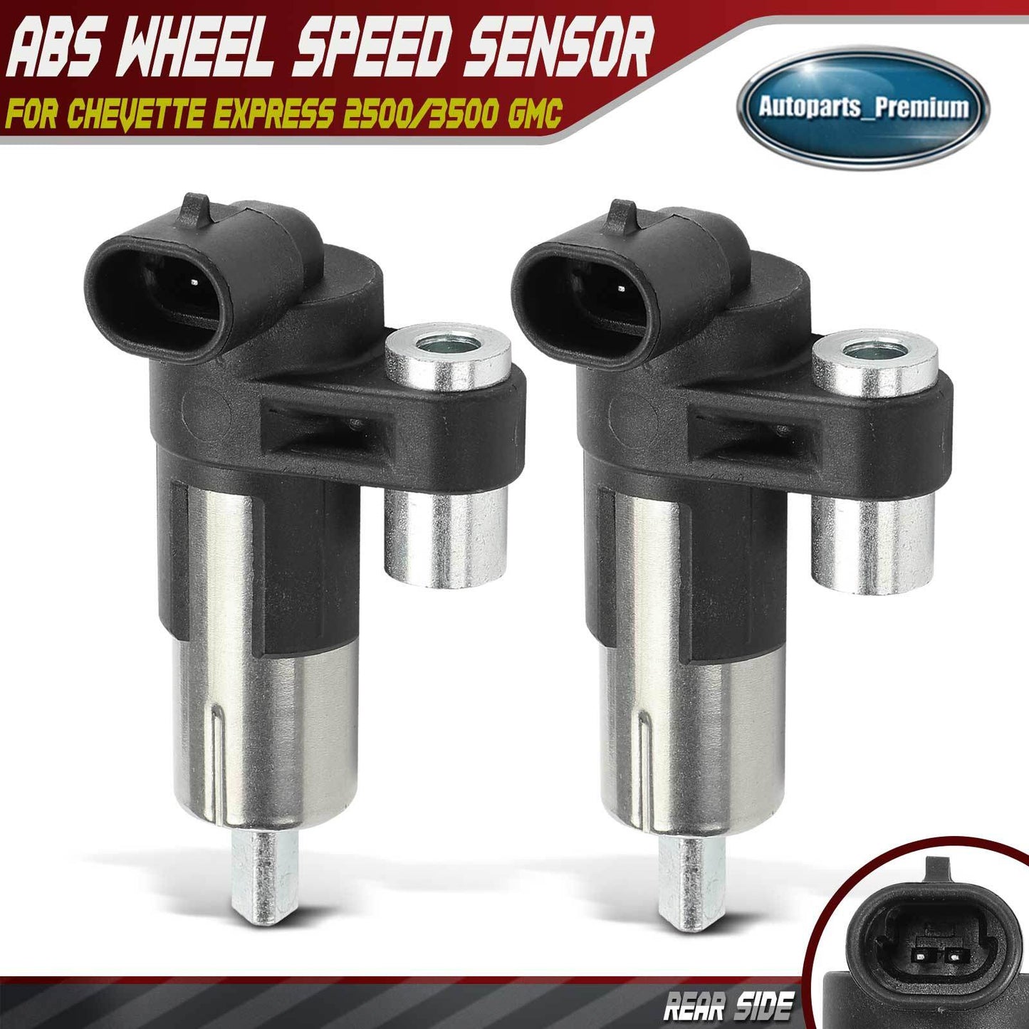 2x Rear Left & Right Side ABS Wheel Speed Sensor for Chevy Express 2500/3500 GMC
