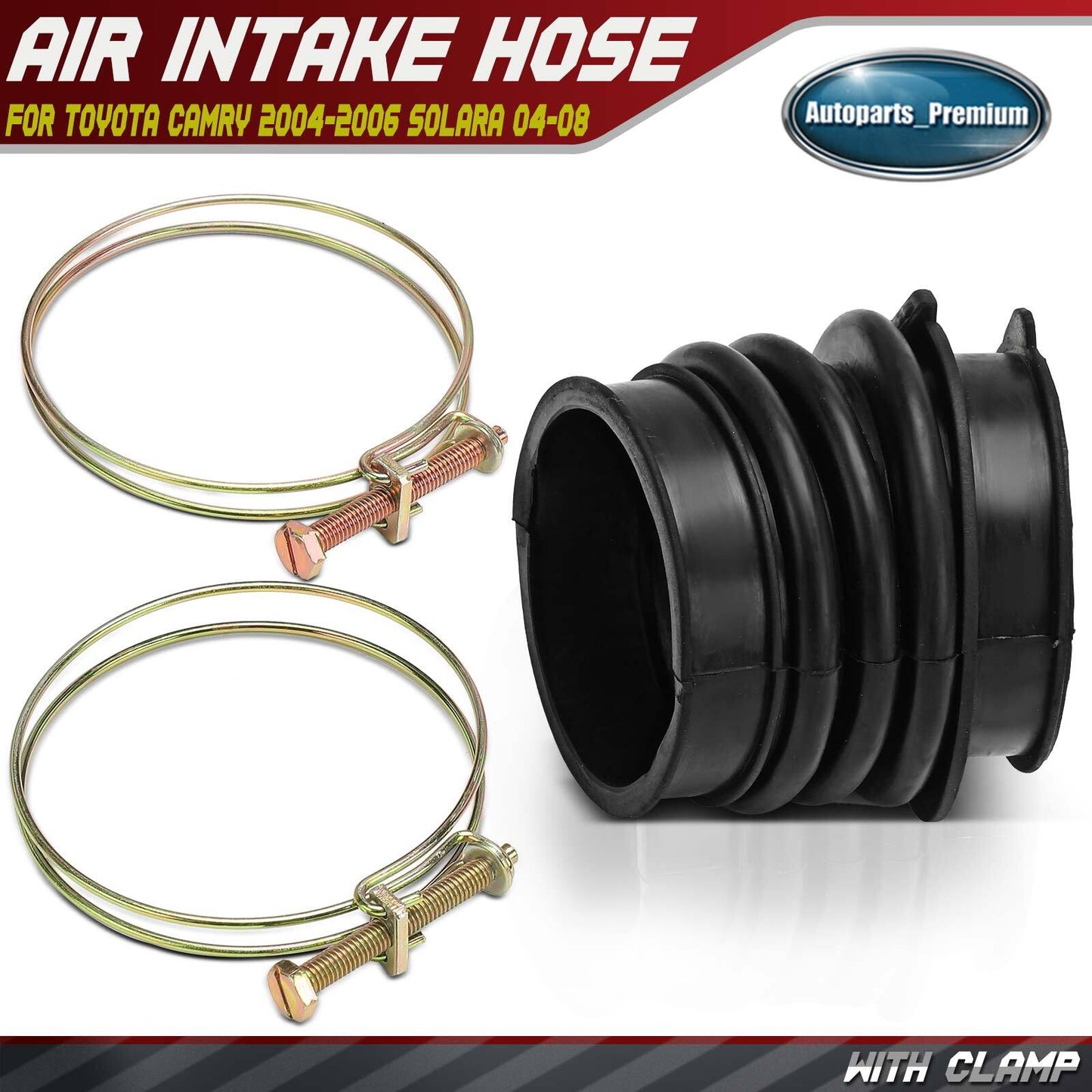 Resonator To Engine Engine Air Intake Hose w/ Hose Clamps for Toyota Camry 04-06