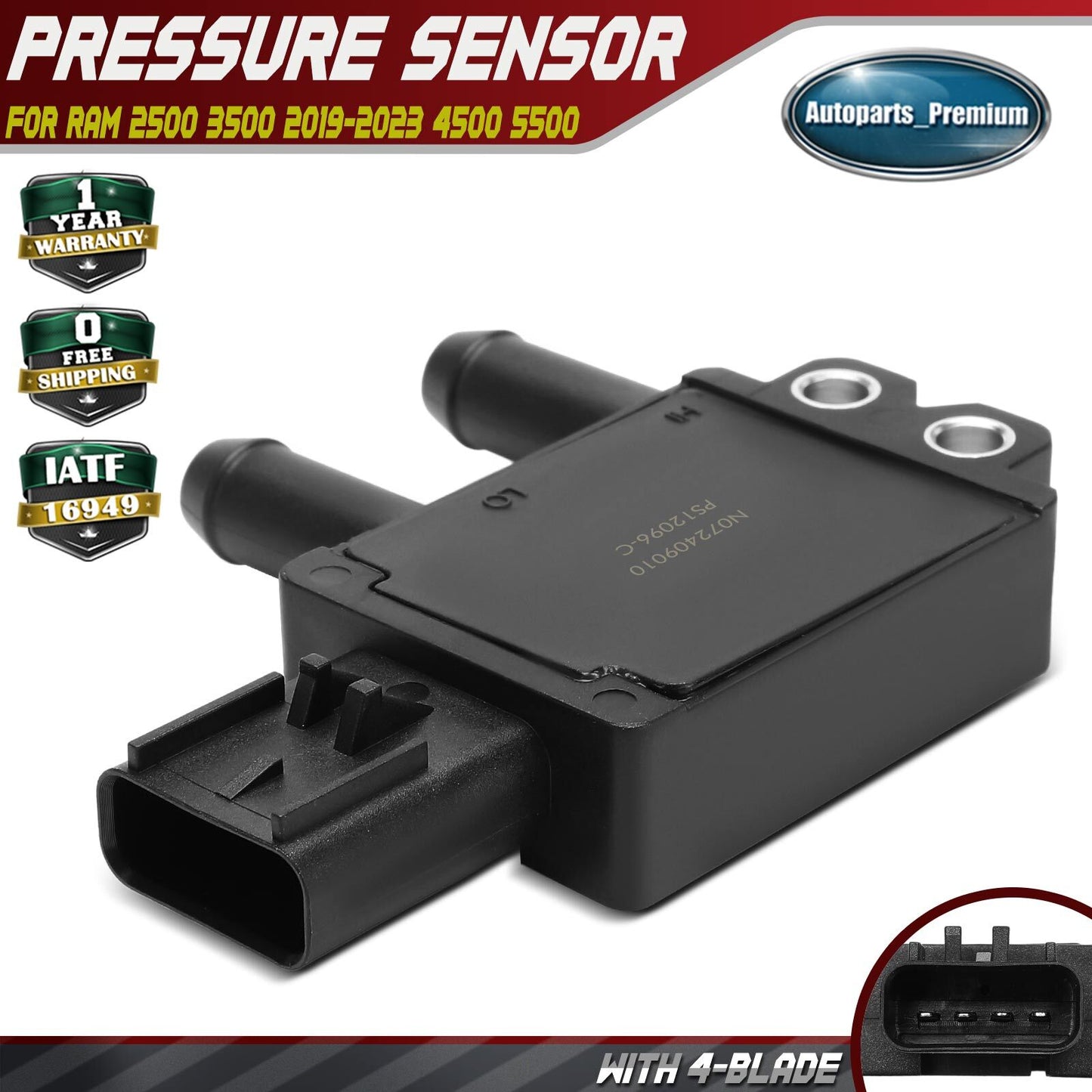 Diesel Particulate Filter Pressure Sensor for Ram 2500 3500 2019-2023 4500 5500