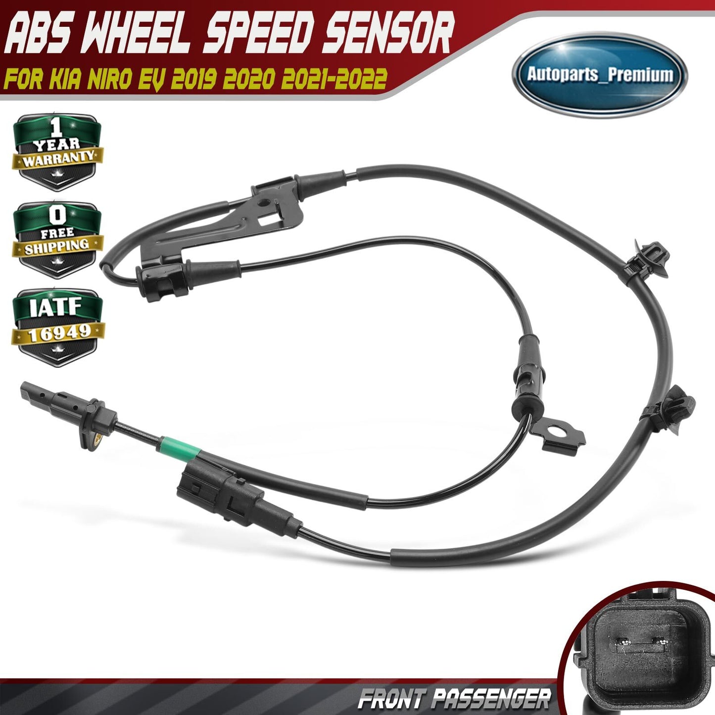 Front Passenger ABS Wheel Speed Sensor w/ Wire Harness for Kia Niro EV 2019-2022
