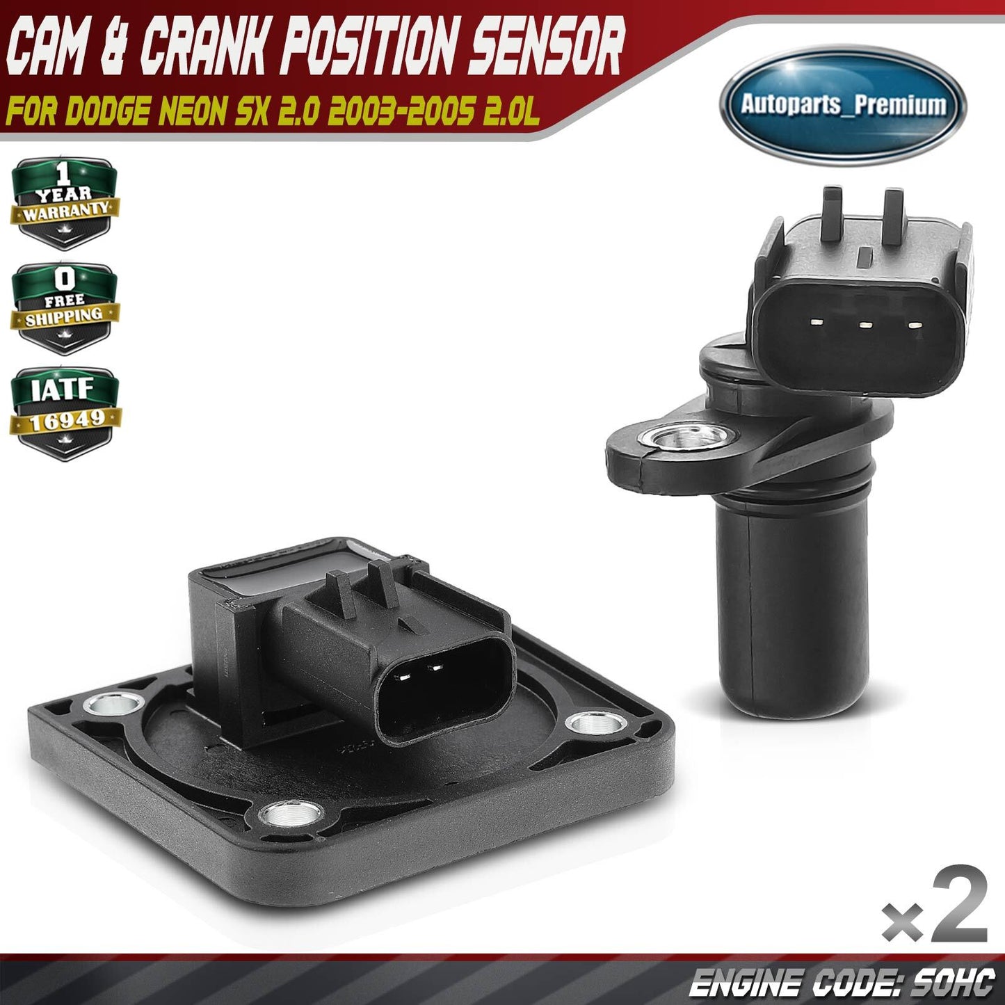 Camshaft & Crankshaft Position Sensor for Dodge Neon SX 2.0 2003-2005 2.0L SOHC