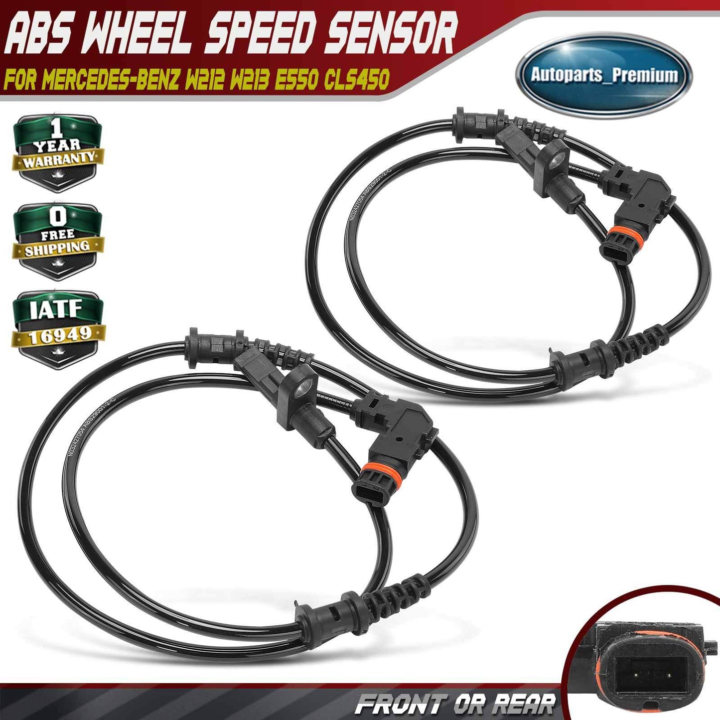 2x Front / Rear ABS Wheel Speed Sensor for Mercedes-Benz W212 W213 E550 CLS450