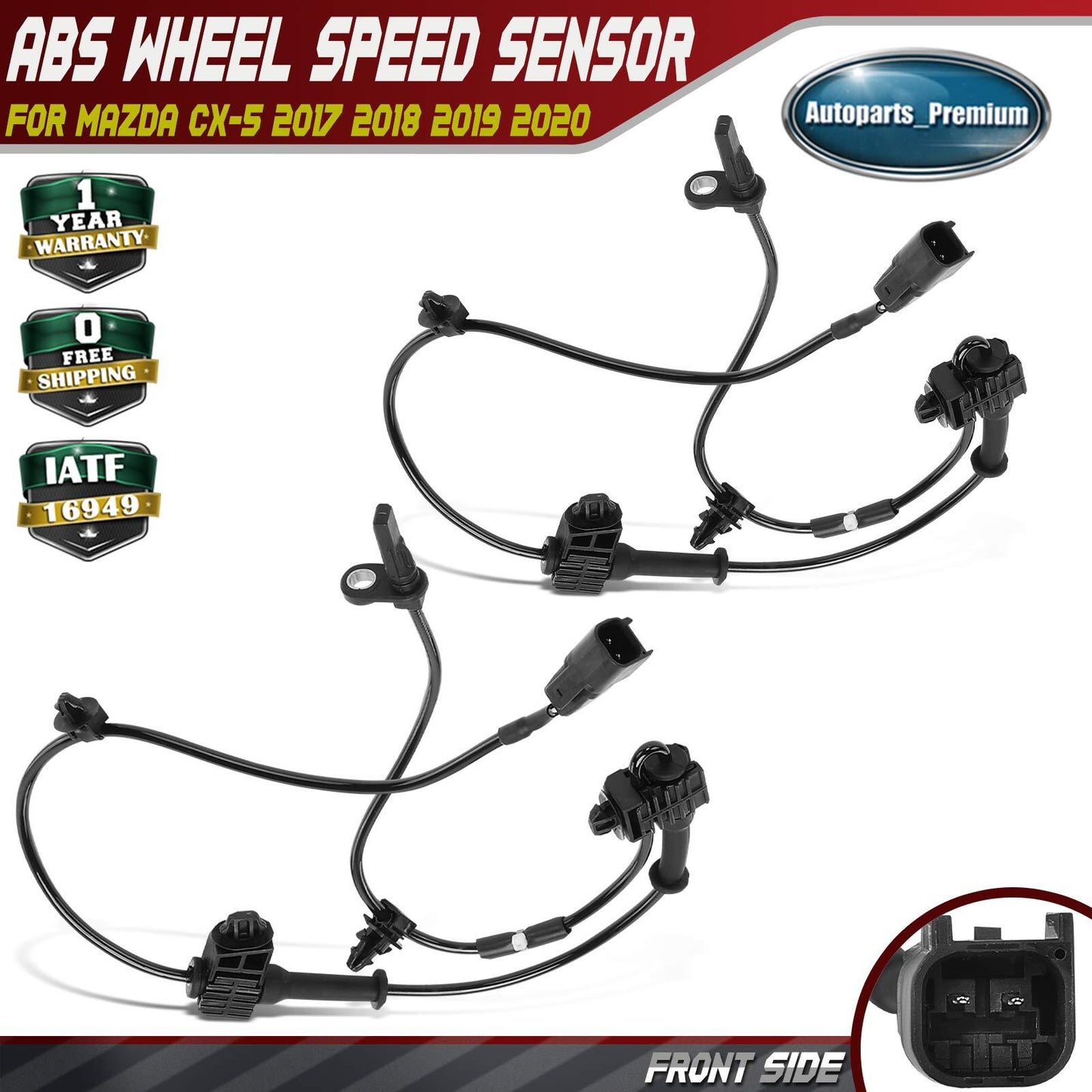2pcs Front Side ABS Wheel Speed Sensor for Mazda CX-5 2017-2025 Sport Utility