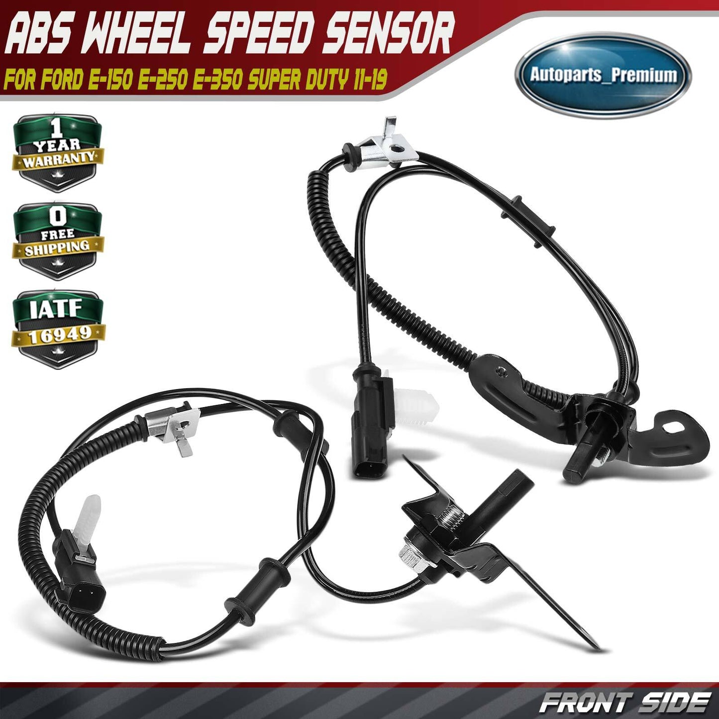 2x Front ABS Wheel Speed Sensor for Ford E-150 E-250 E-350 Super Duty 2011-2019
