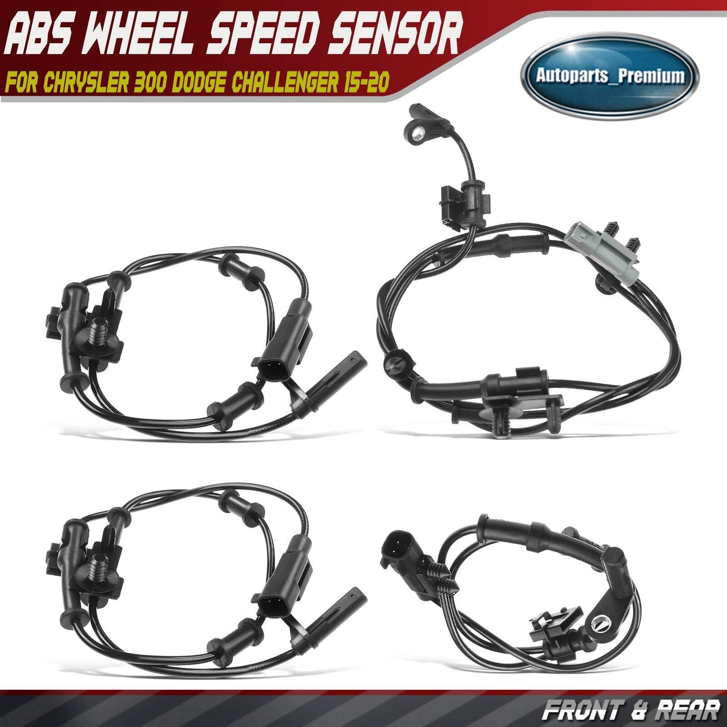 4Pcs Front & Rear ABS Wheel Speed Sensor for Chrysler 300 Dodge Challenger 15-20