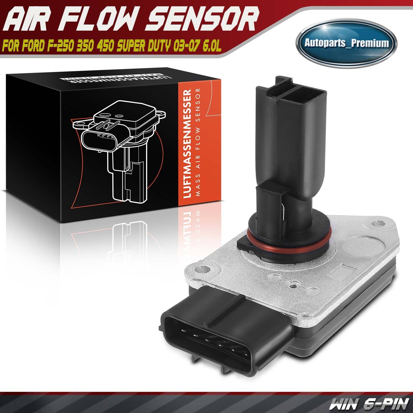 Mass Air Flow MAF Sensor for Ford F-250 350 450 Super Duty 2003-2007 6.0L Diesel