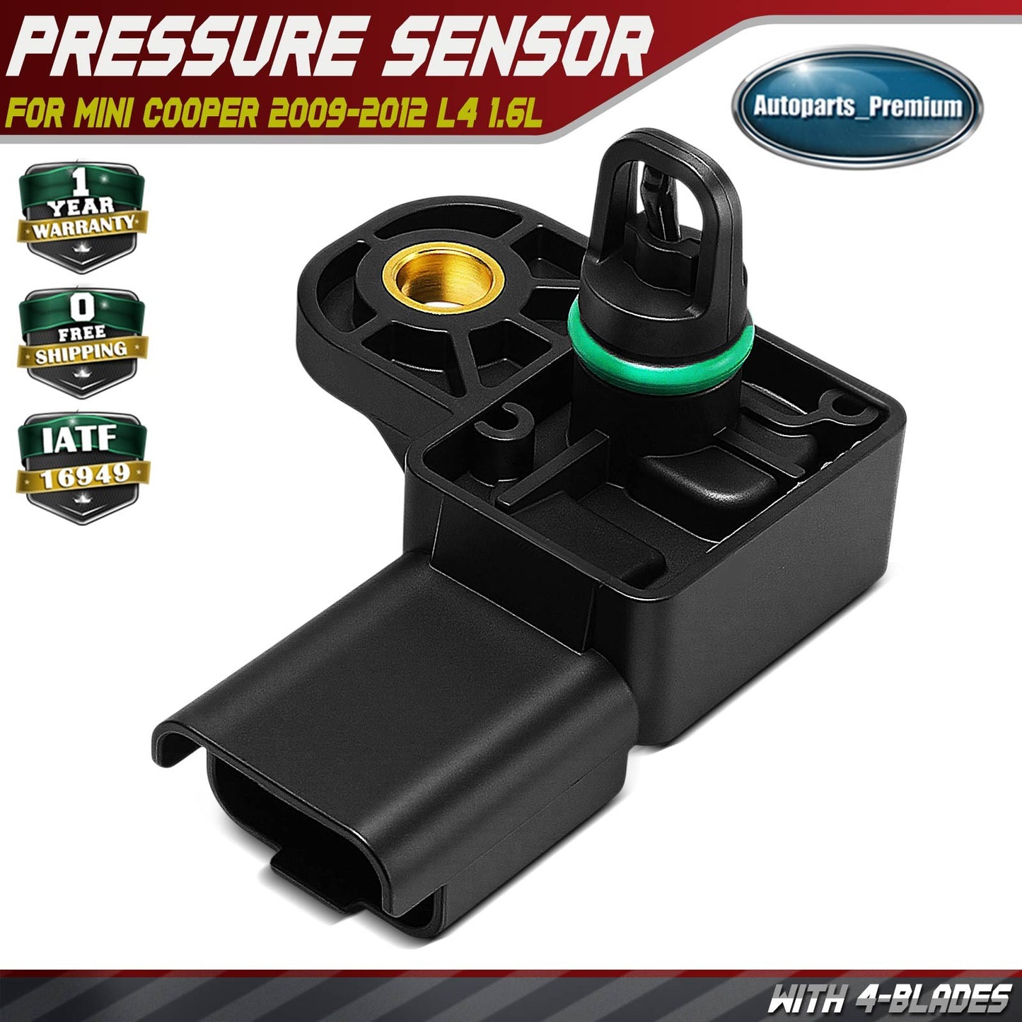 Fuel Pressure Sensor for Mini Cooper 2009-2012 L4 1.6L Turbocharged 13627582551