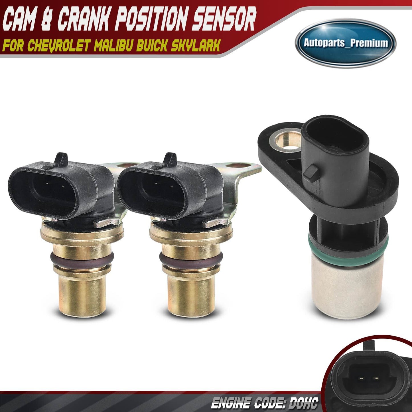 2x Camshaft & 1x Crankshaft Position Sensor for Chevrolet Malibu Buick Skylark