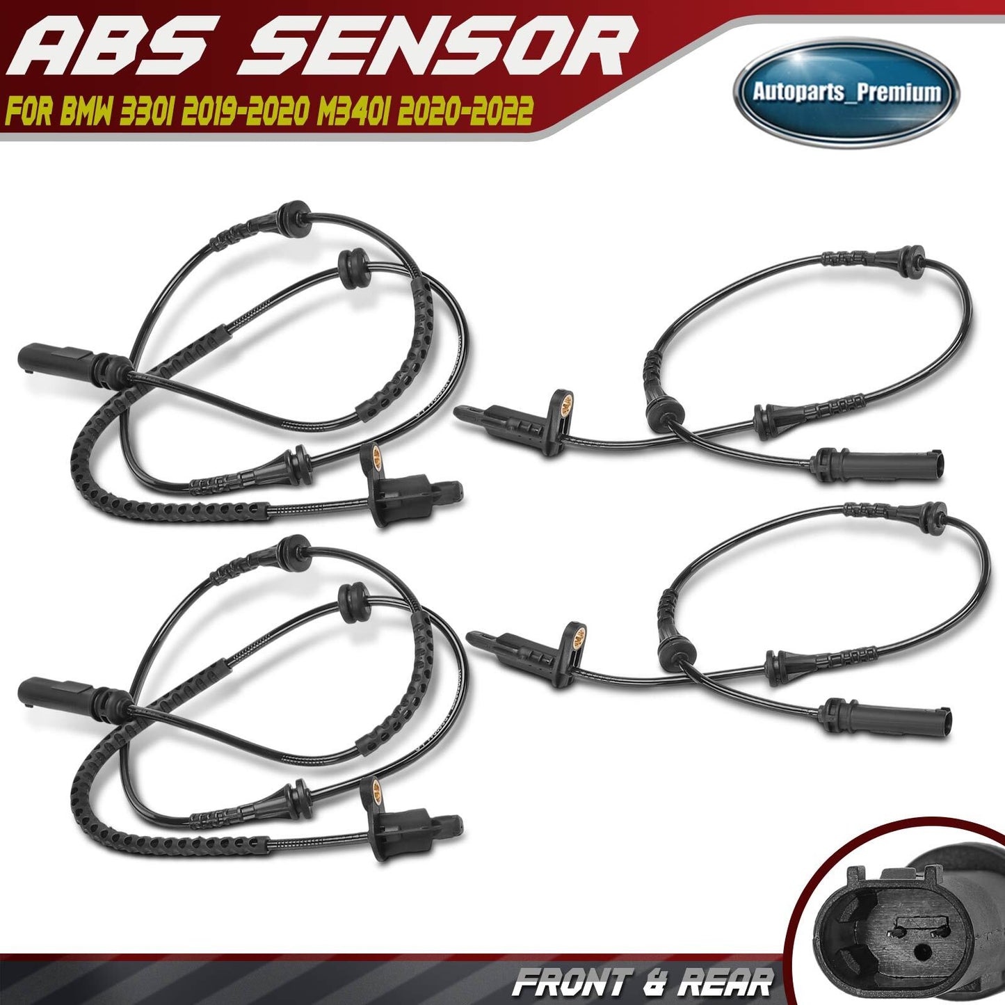 4Pcs Front & Rear ABS Wheel Speed Sensor for BMW 330i 2019-2020 M340i 2020-2022