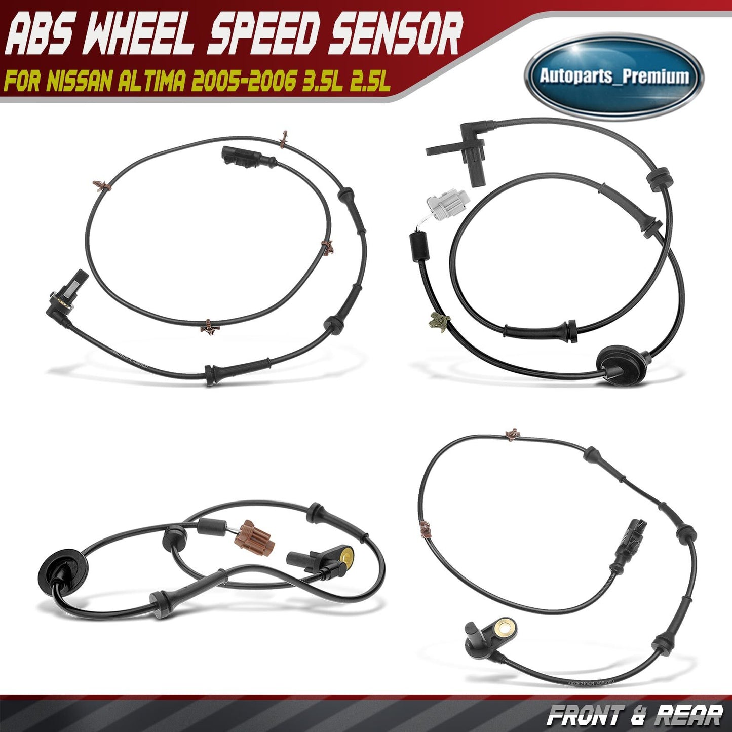 4Pcs Front & Rear ABS Wheel Speed Sensor for Nissan Altima 2005-2006 3.5L 2.5L