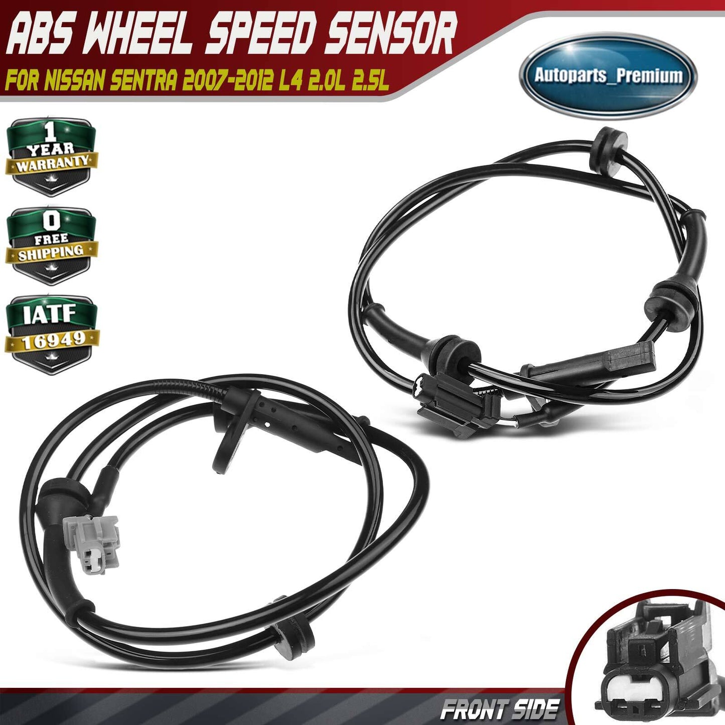 2Pcs Front Side ABS Wheel Speed Sensor for Nissan Sentra 2007-2012 L4 2.0L 2.5L