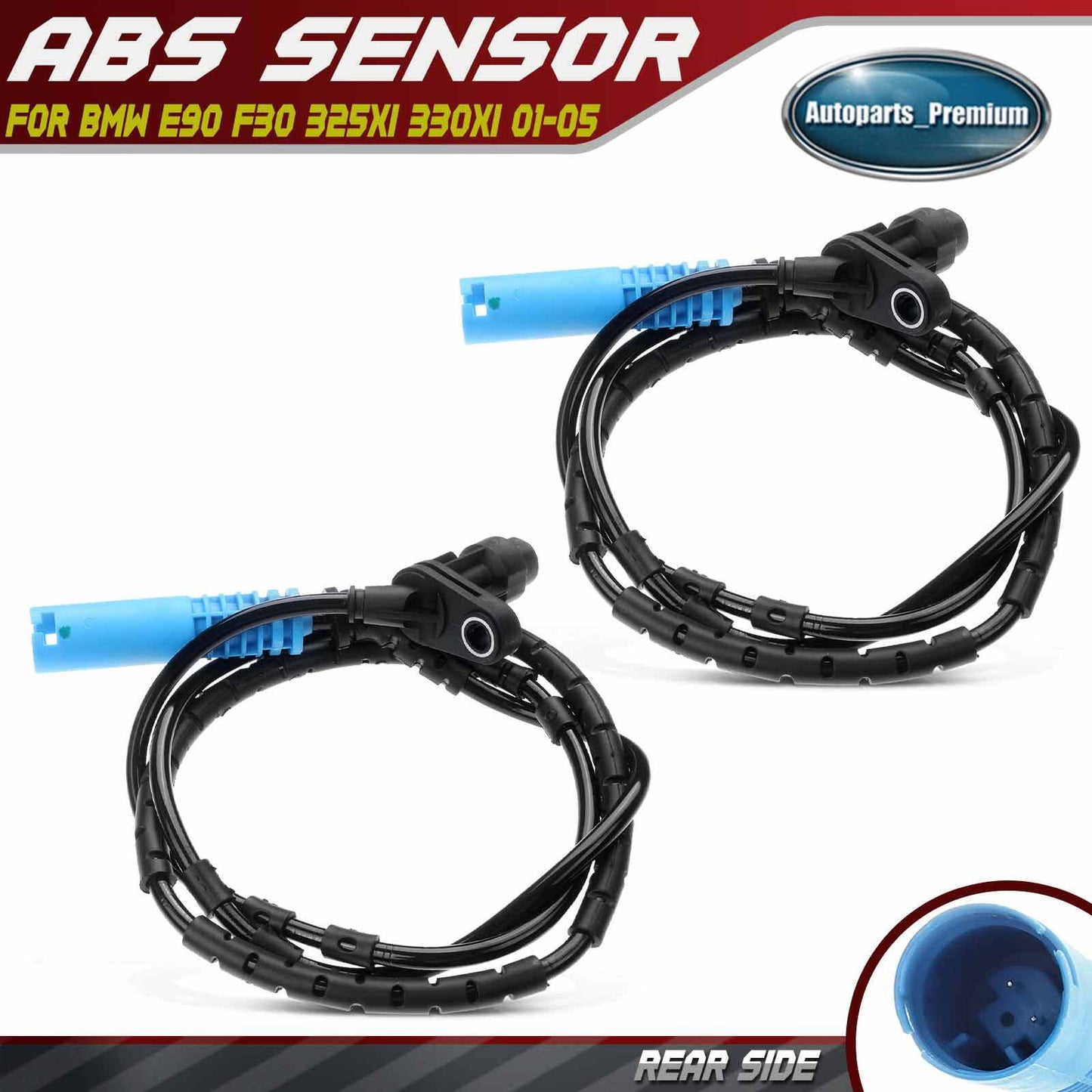 2x ABS Wheel Speed Sensors for BMW E90 F30 325xi 330xi 01-05 Rear Left & Right