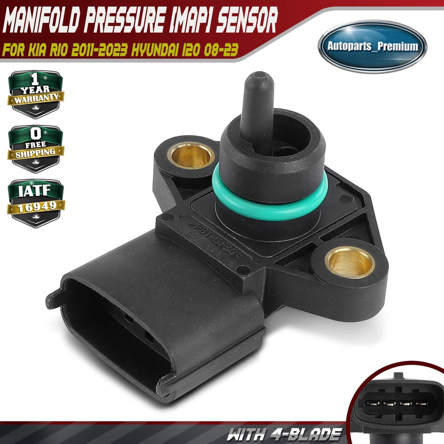 Manifold Pressure (MAP) Sensor with X-Pin for Kia Rio 2011 2012 2013 2014-2023
