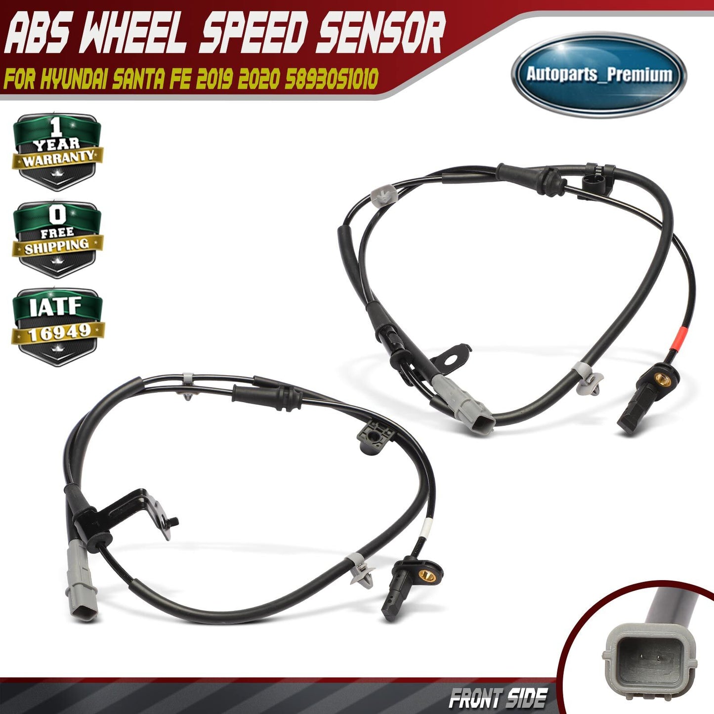 2Pcs Front Left & Right ABS Wheel Speed Sensor for Hyundai Santa Fe 2019-2021