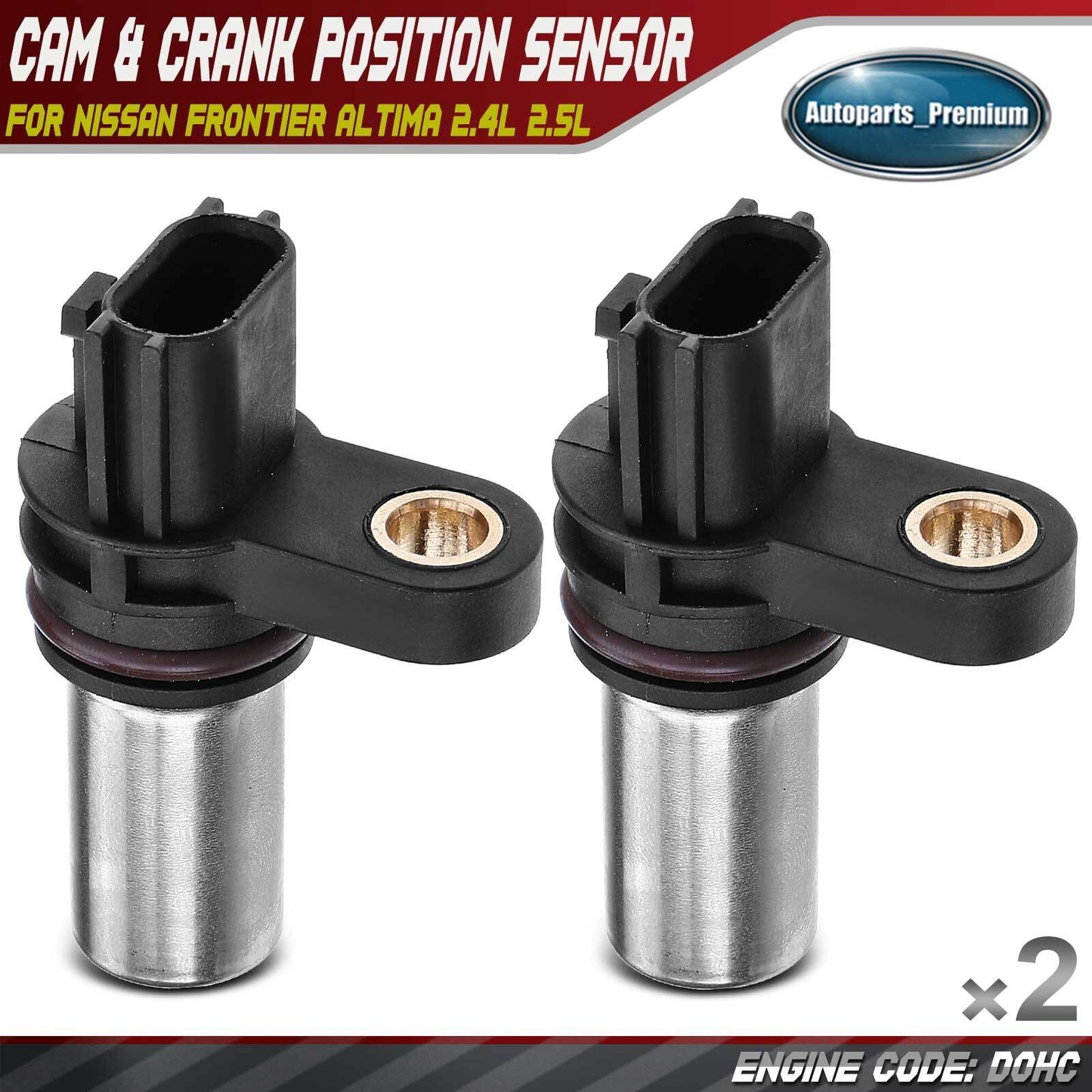 2x Camshaft & Crankshaft Position Sensor for Nissan Frontier Altima L4 2.4L 2.5L