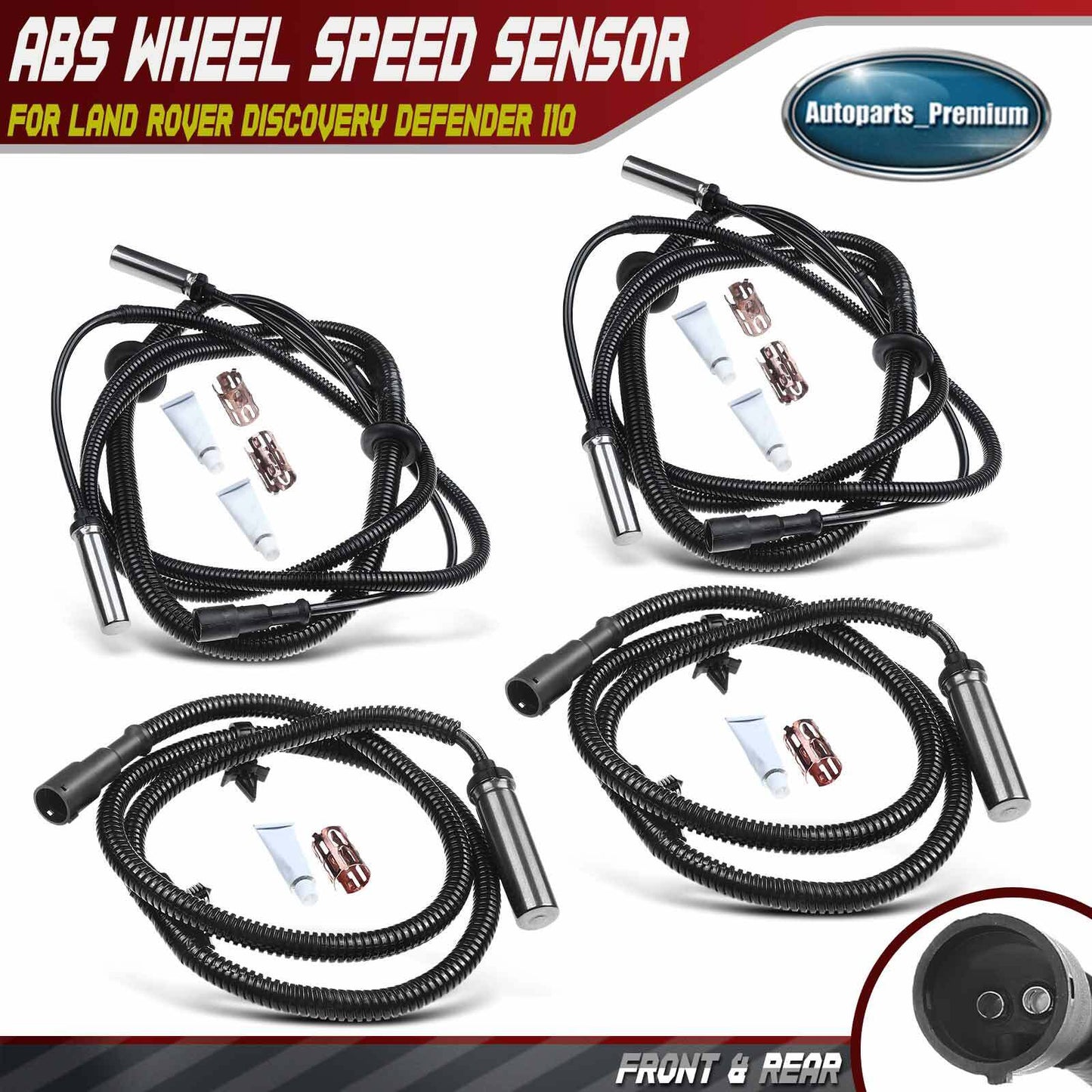 4Pcs Front & Rear ABS Wheel Speed Sensor for Land Rover Discovery Defender 110