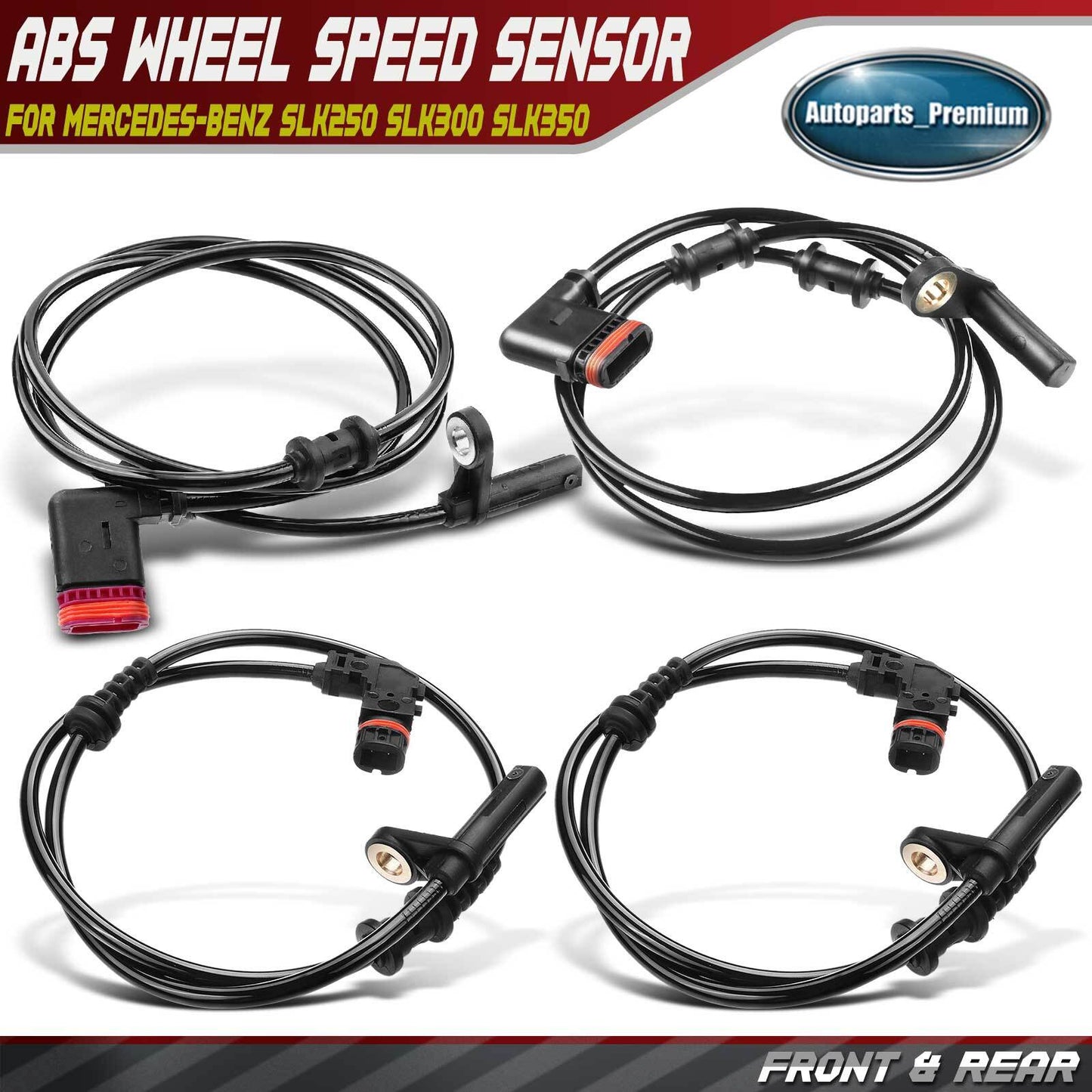 4x Front & Rear ABS Wheel Speed Sensors for Mercedes-Benz SLK250 SLK300 SLK350