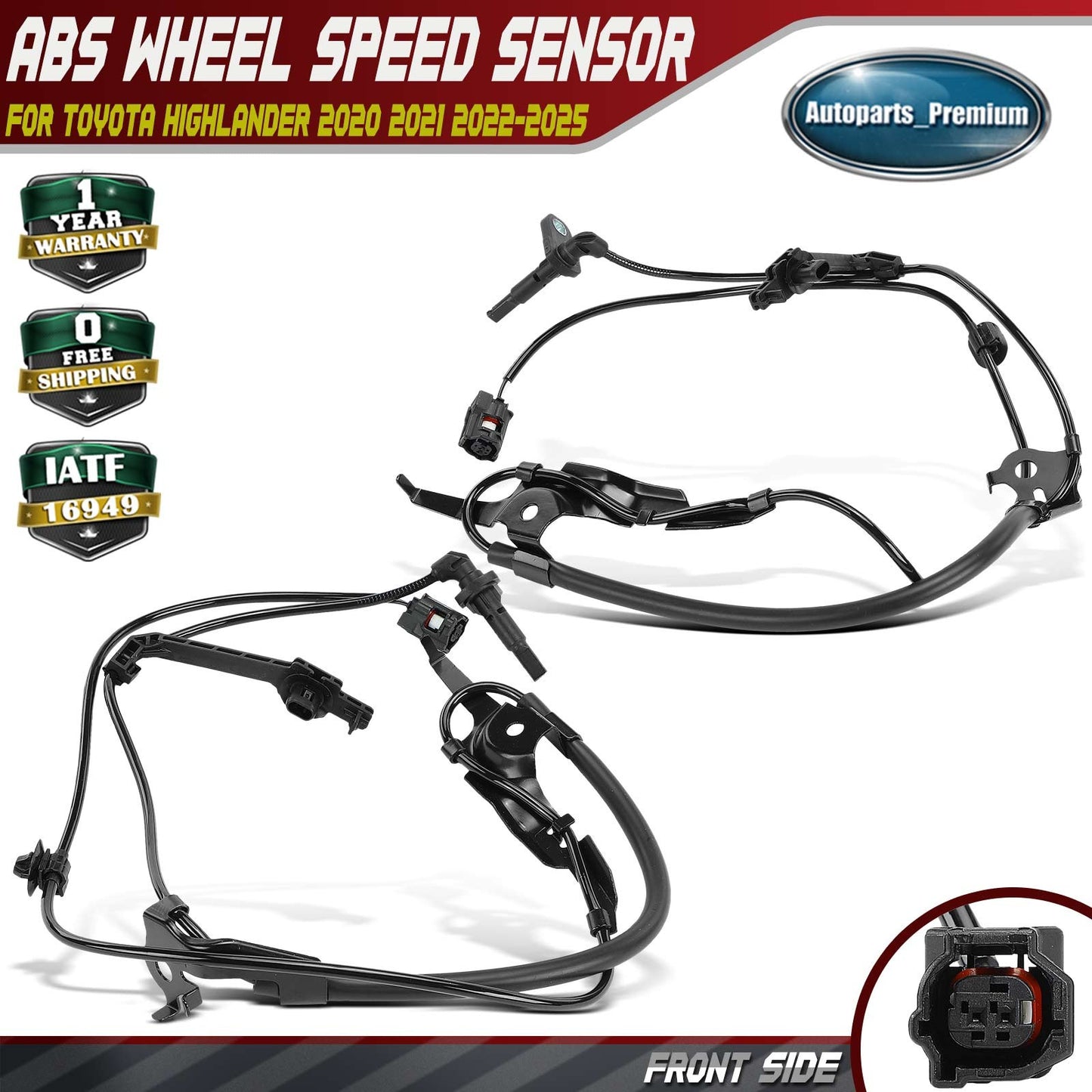 2xFront Left & Right Side ABS Wheel Speed Sensor for Toyota Highlander 2020-2025