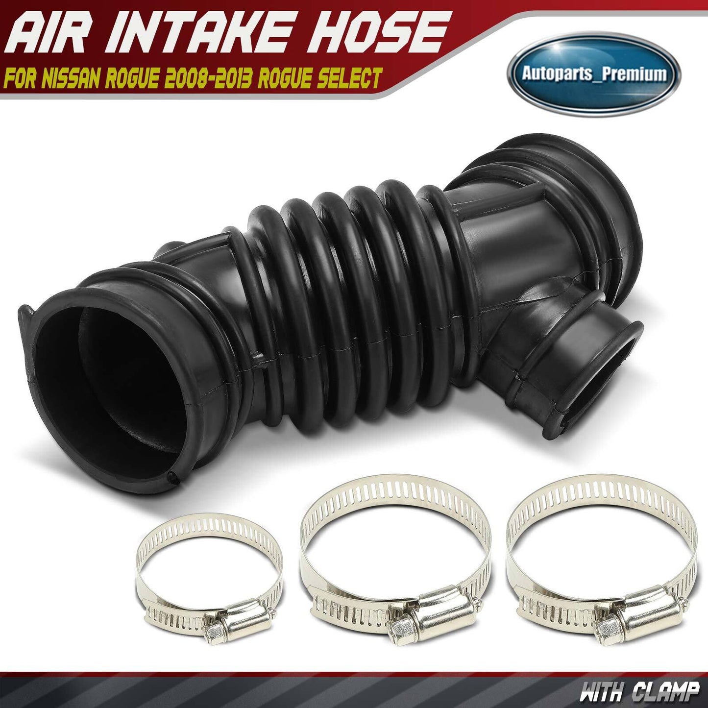 Air Cleaner To Engine Engine Air Intake Hose w/ Clamps for Nissan Rogue 08-13