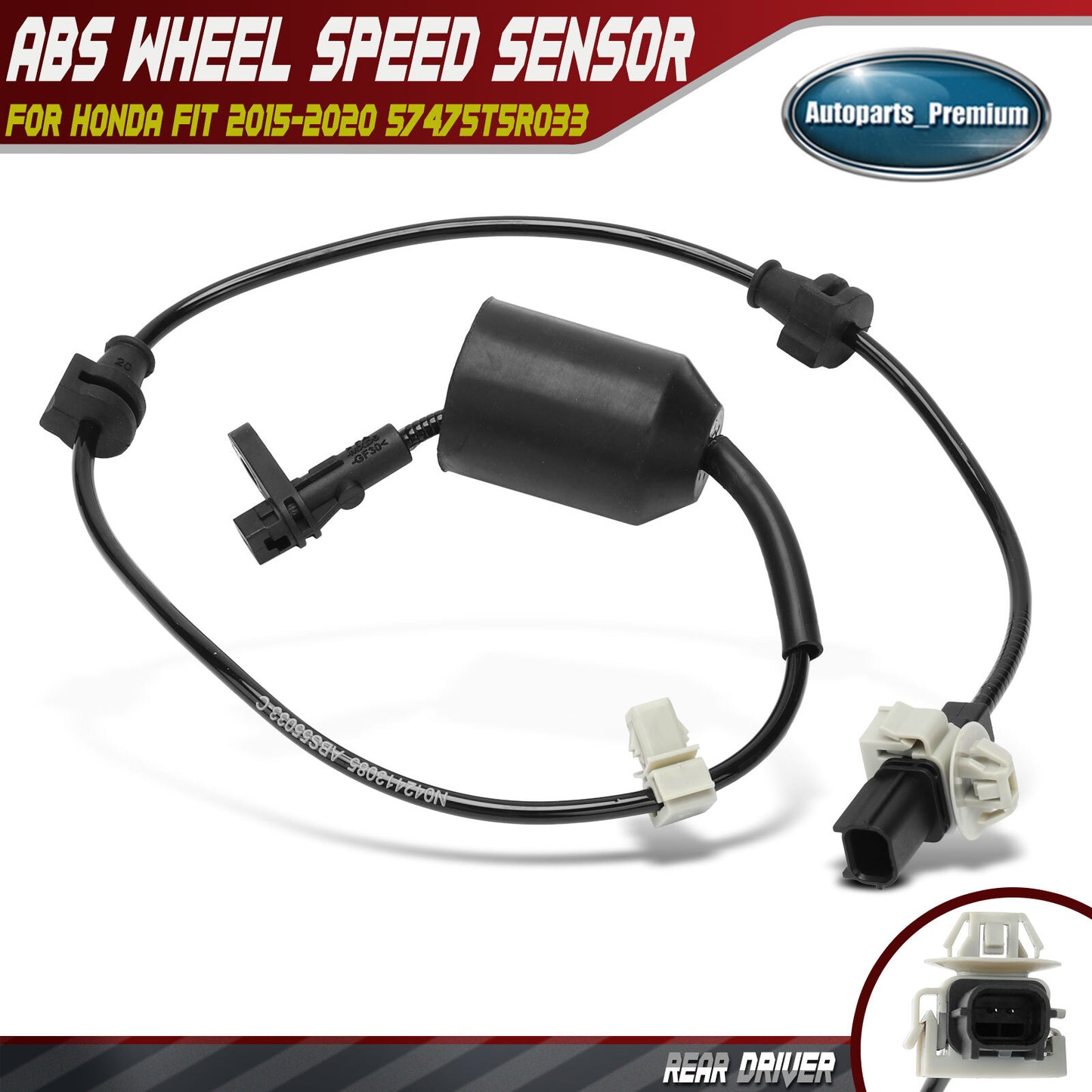 Rear Driver Left Side ABS Wheel Speed Sensor for Honda Fit 2015-2020 57475T5R033