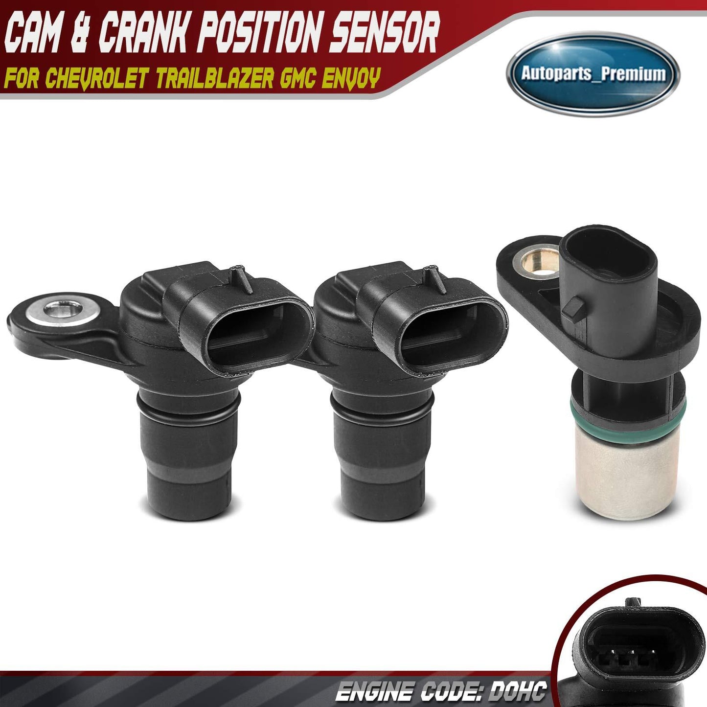 2x Camshaft & 1x Crankshaft Position Sensor for Chevrolet Trailblazer GMC Envoy